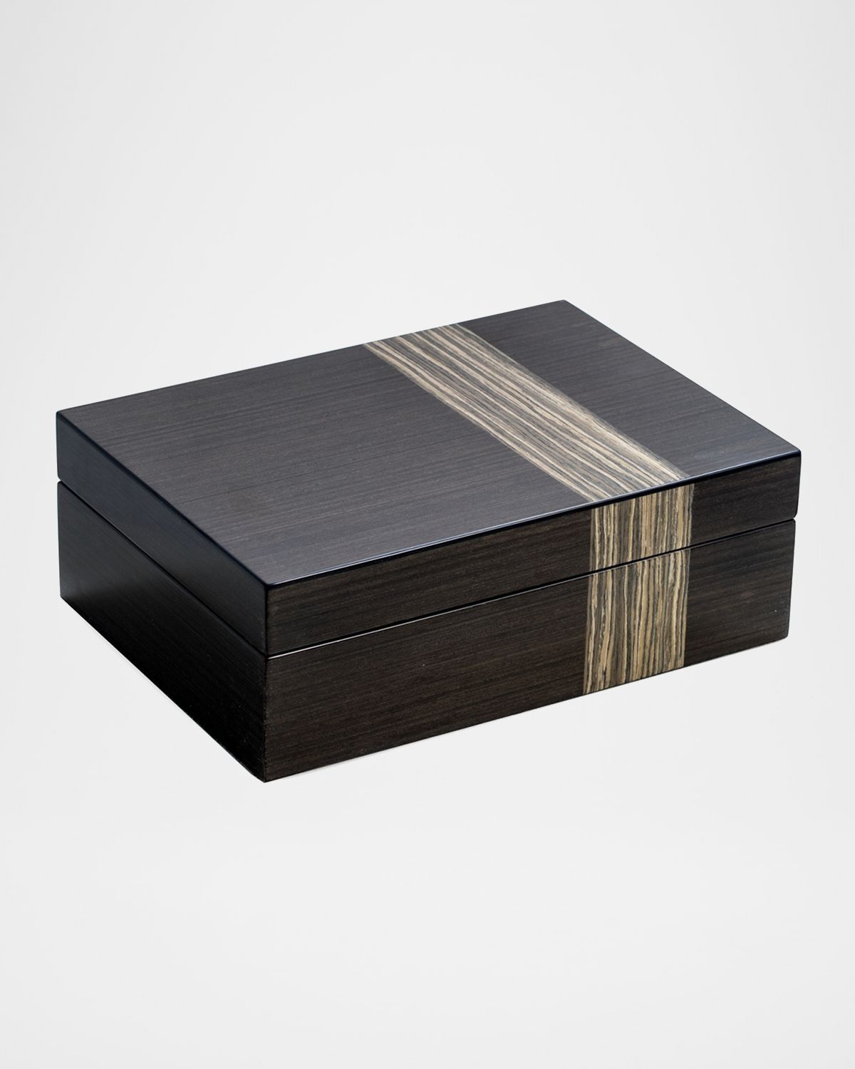 Bey-Berk Lacquered Ash Wood Valet Box
