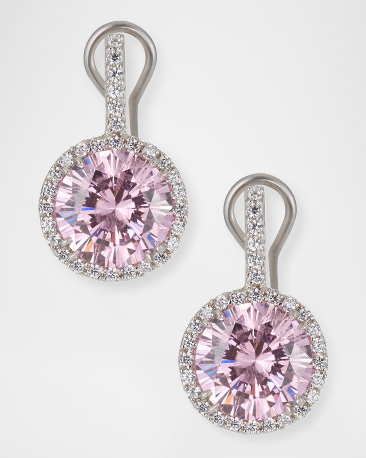 Fantasia by DeSerio 18 TCW Round Cubic Zirconia & Halo Drop Earrings