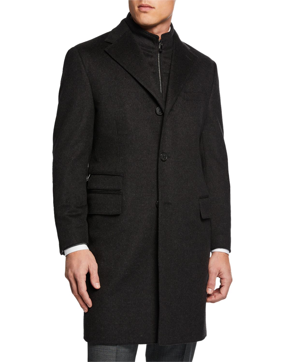 Corneliani Men 's ID Wool Top Coat, Gray