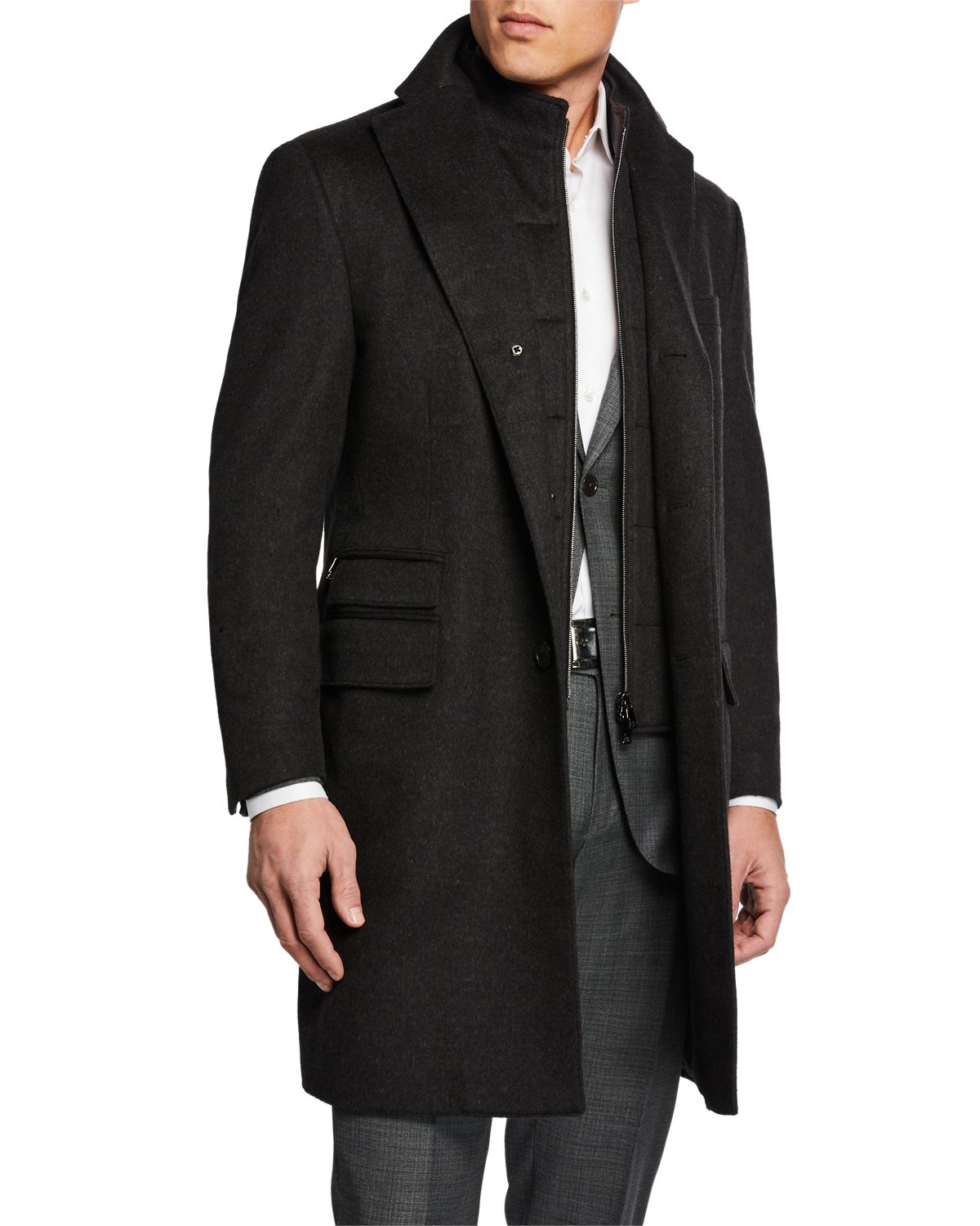 Corneliani Men 's ID Wool Top Coat, Gray