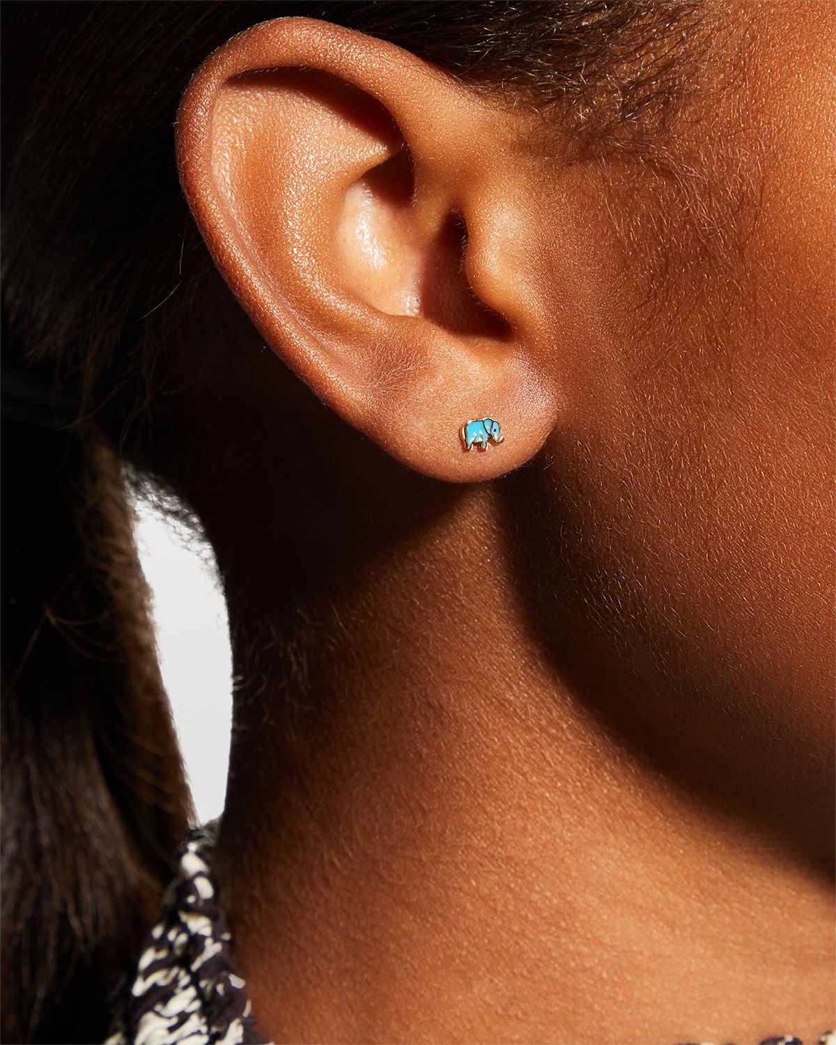 Sydney Evan 14k Mini Elephant Enamel Single Stud Earring