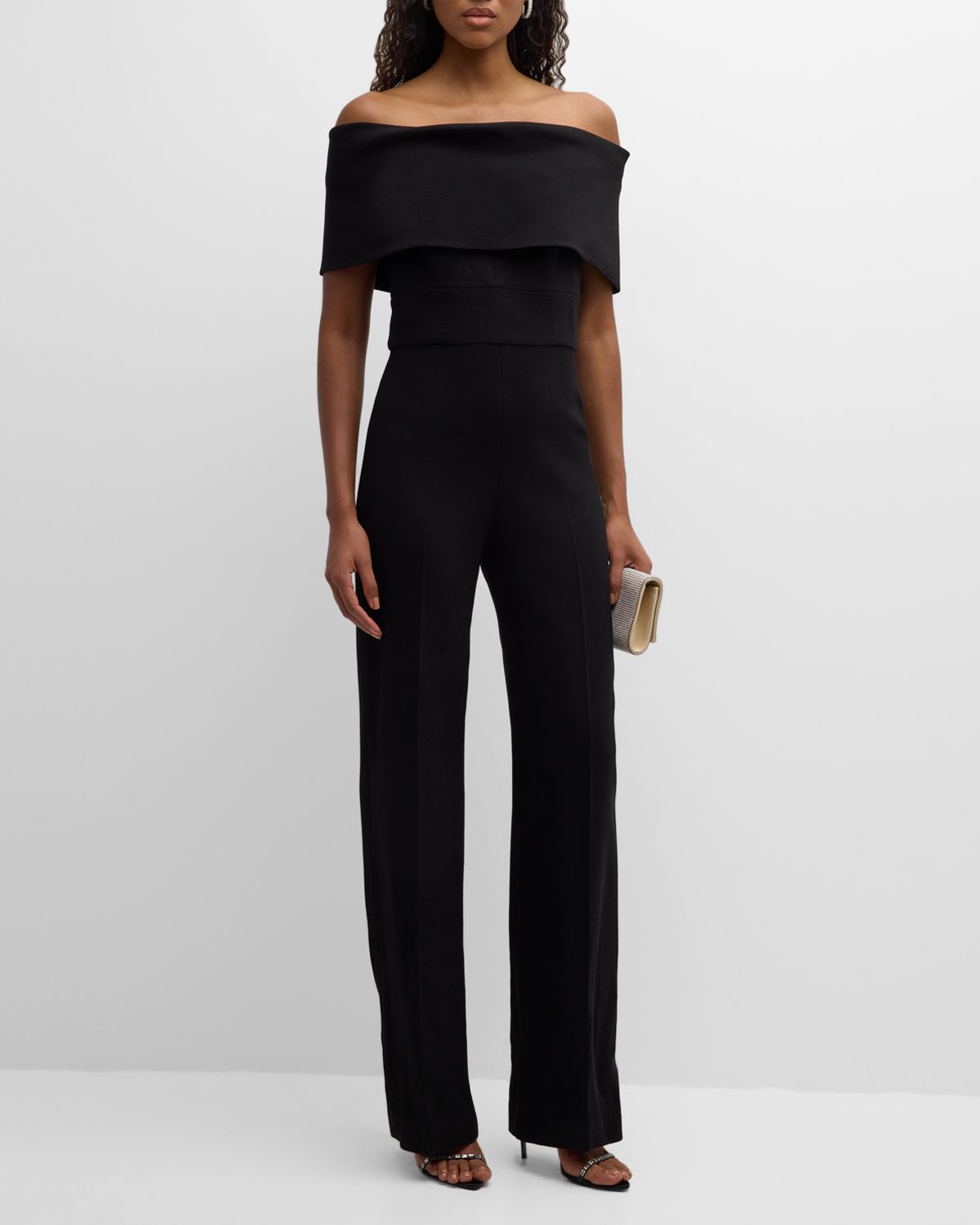 Lela Rose Off-the-Shoulder Crepe Jumpsuit