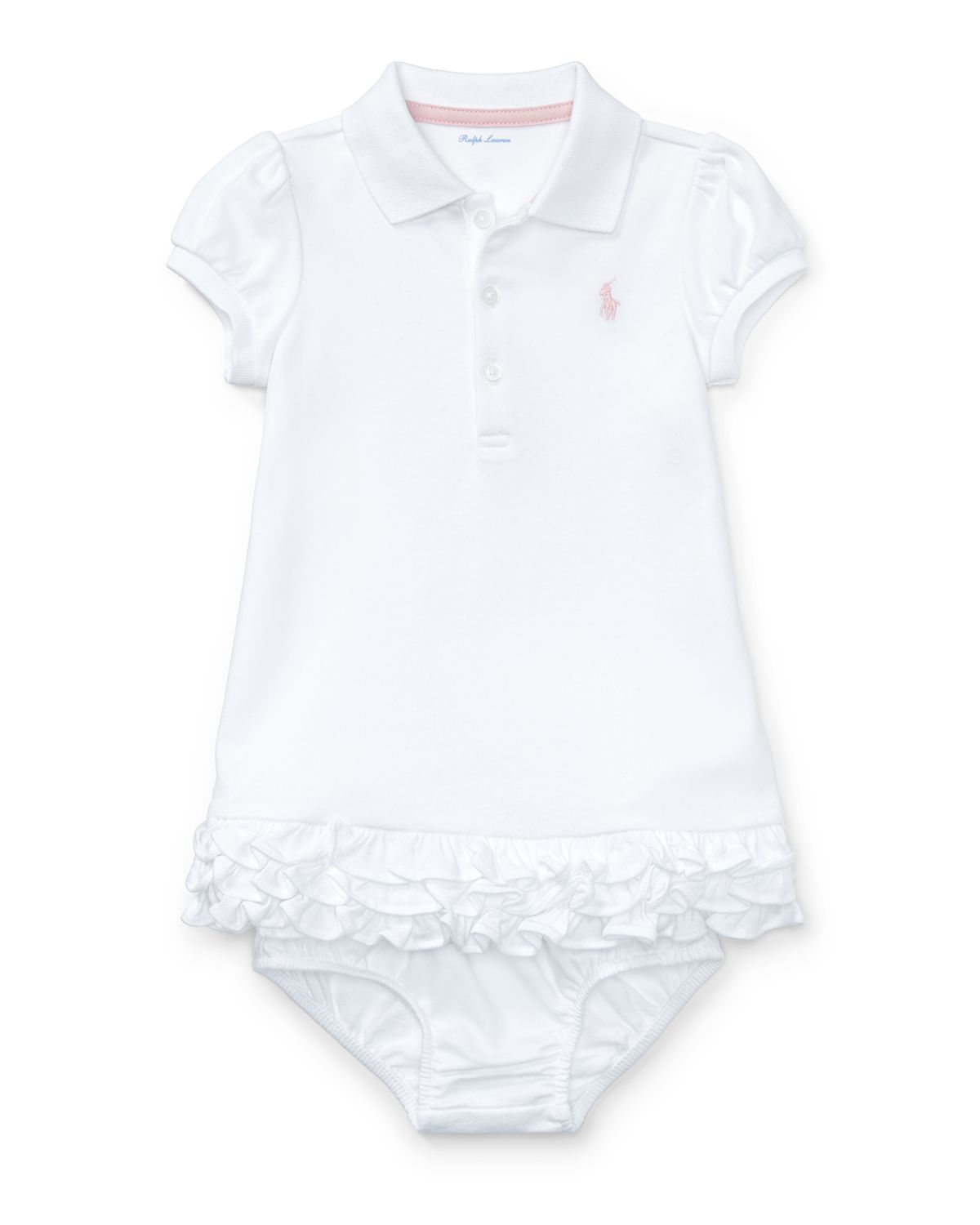 Polo Ralph Lauren Cupcake Ruffle Hem Polo Dress With Bloomers, Size 6M-18 M