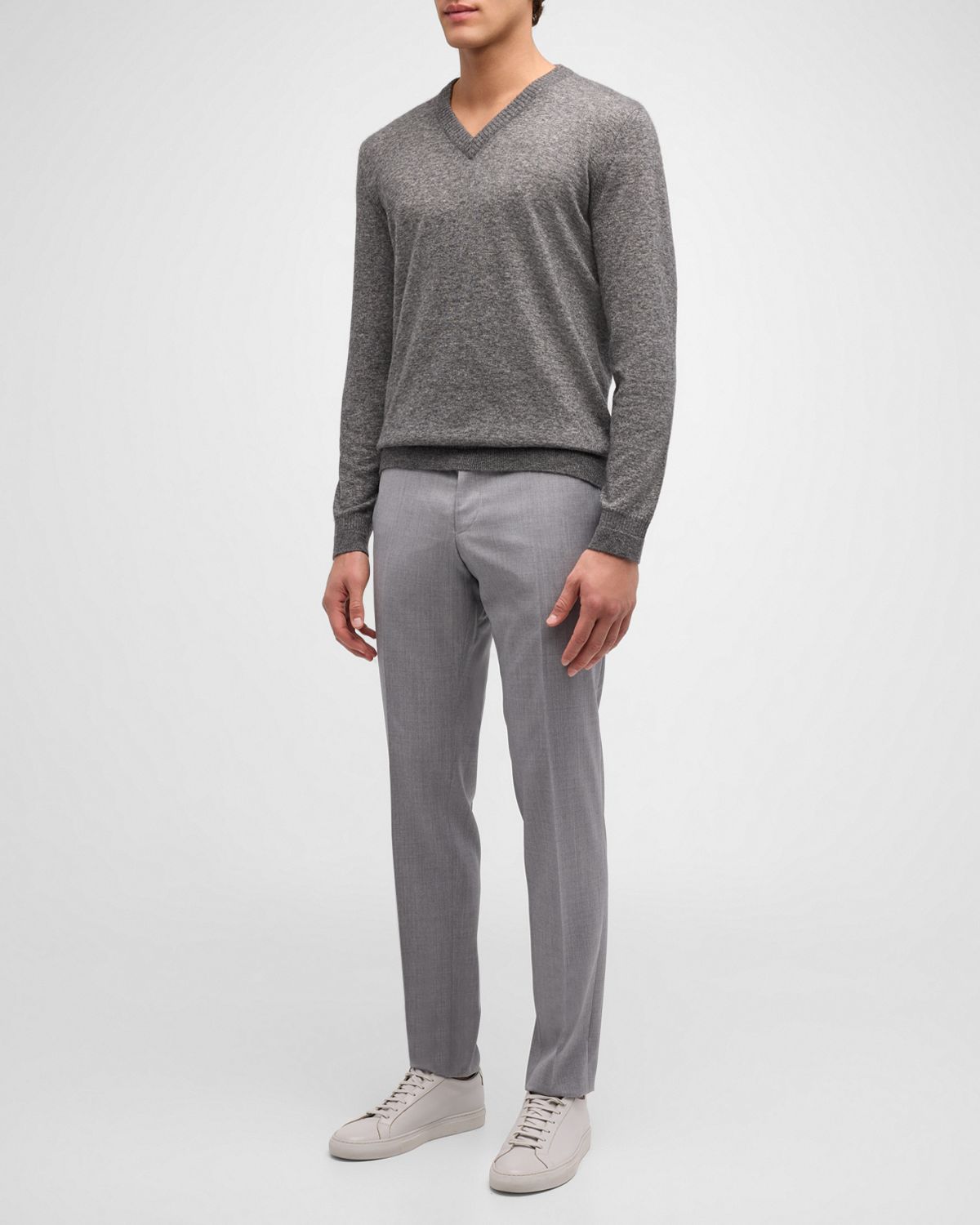 BOSS Men 's Genesis Slim-Fit Wool Trousers, Light Gray