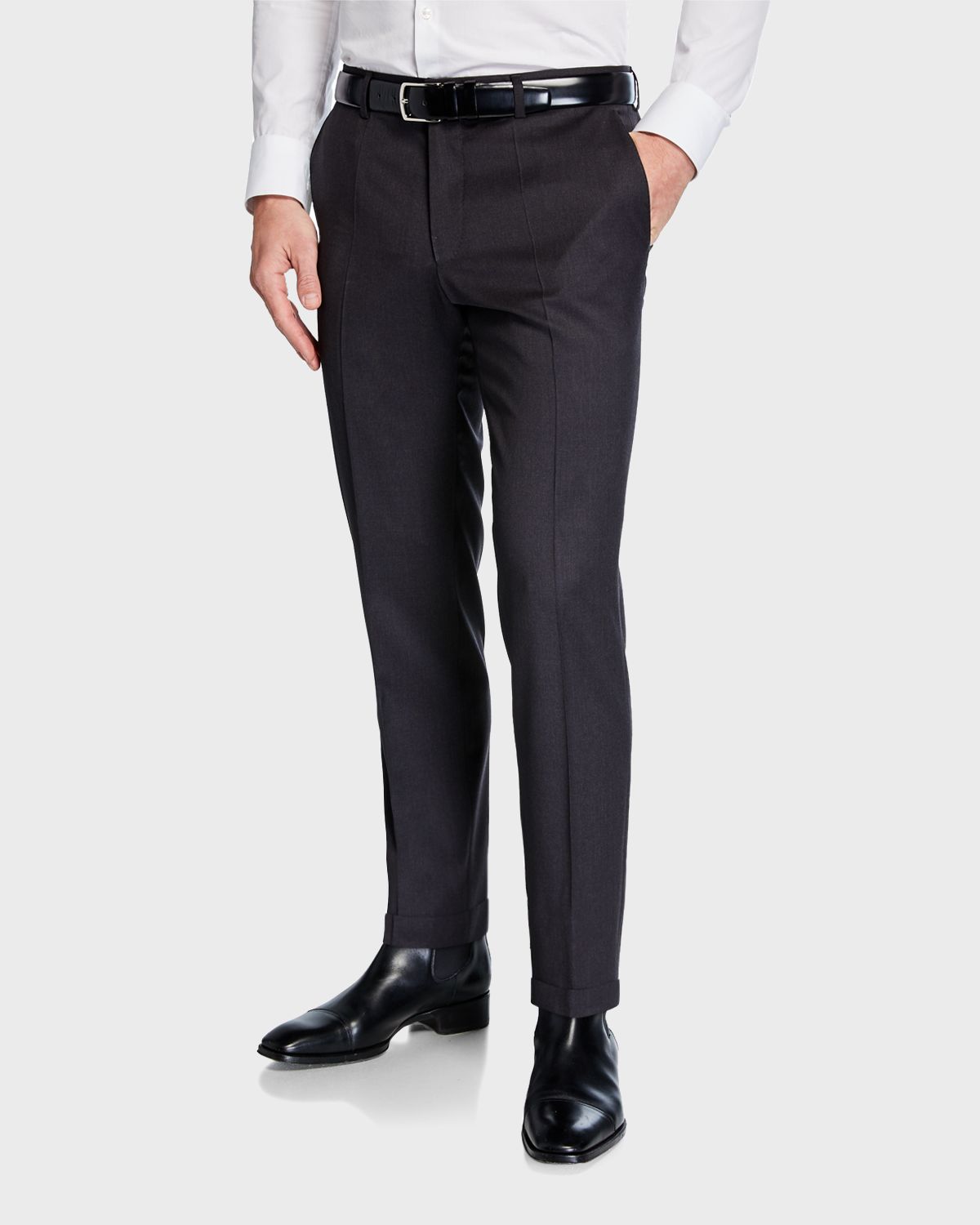 BOSS Men 's Genesis Slim-Fit Wool Trousers, Medium Gray