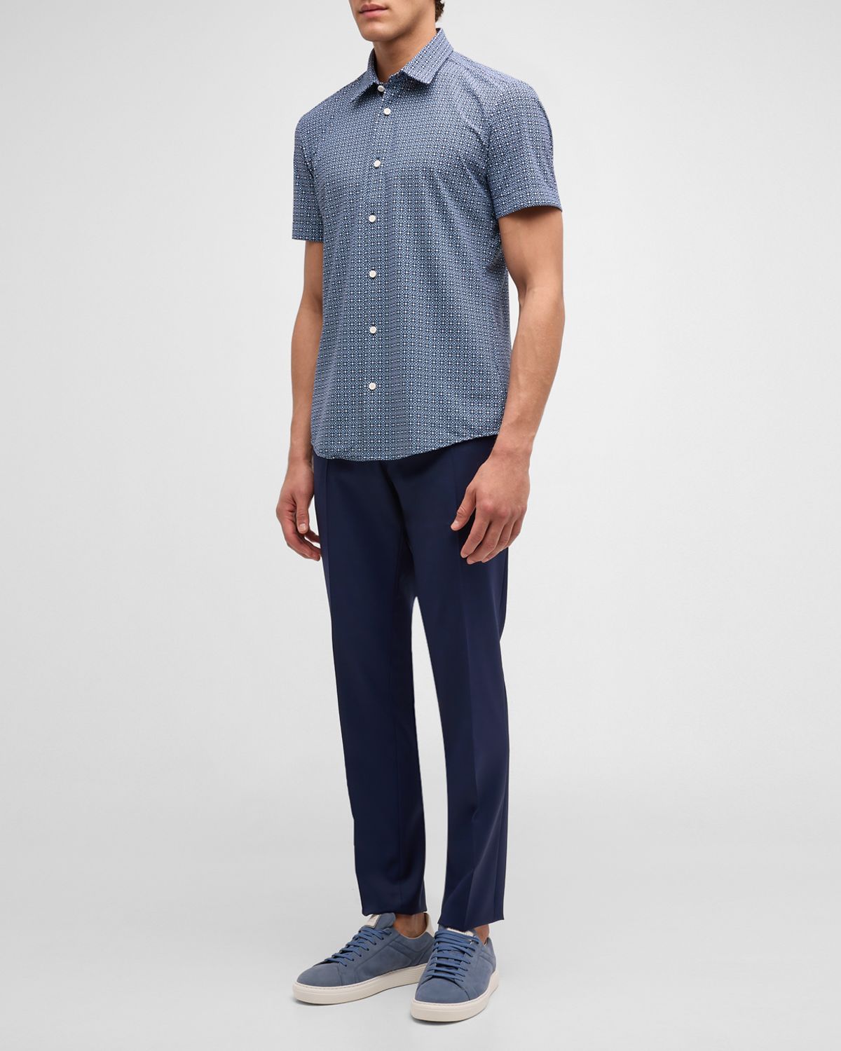 BOSS Men 's Genesis Slim-Fit Wool Trousers, Dark Blue