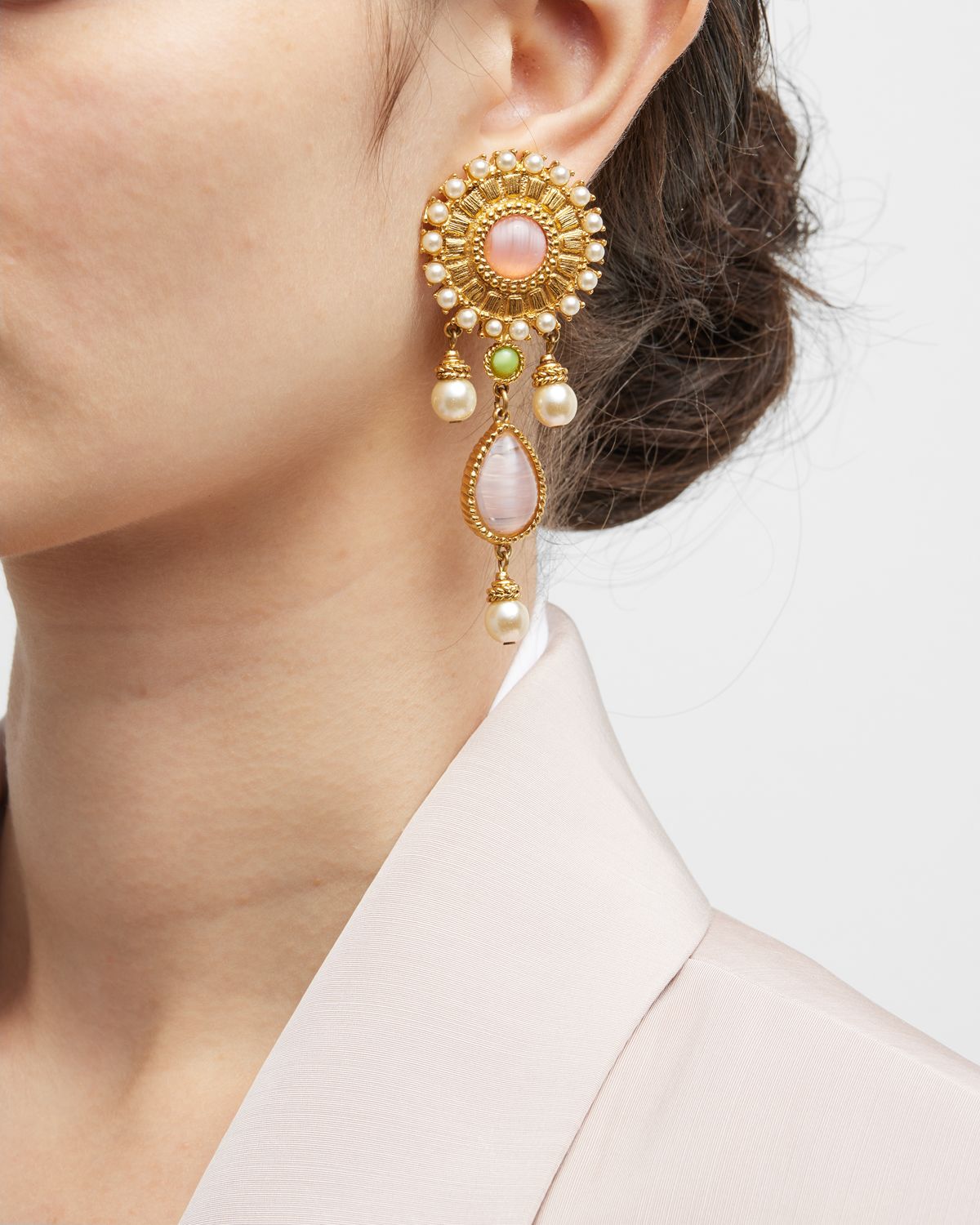 Ben-Amun 24k Gold Electroplated Romaness Pearly Earrings