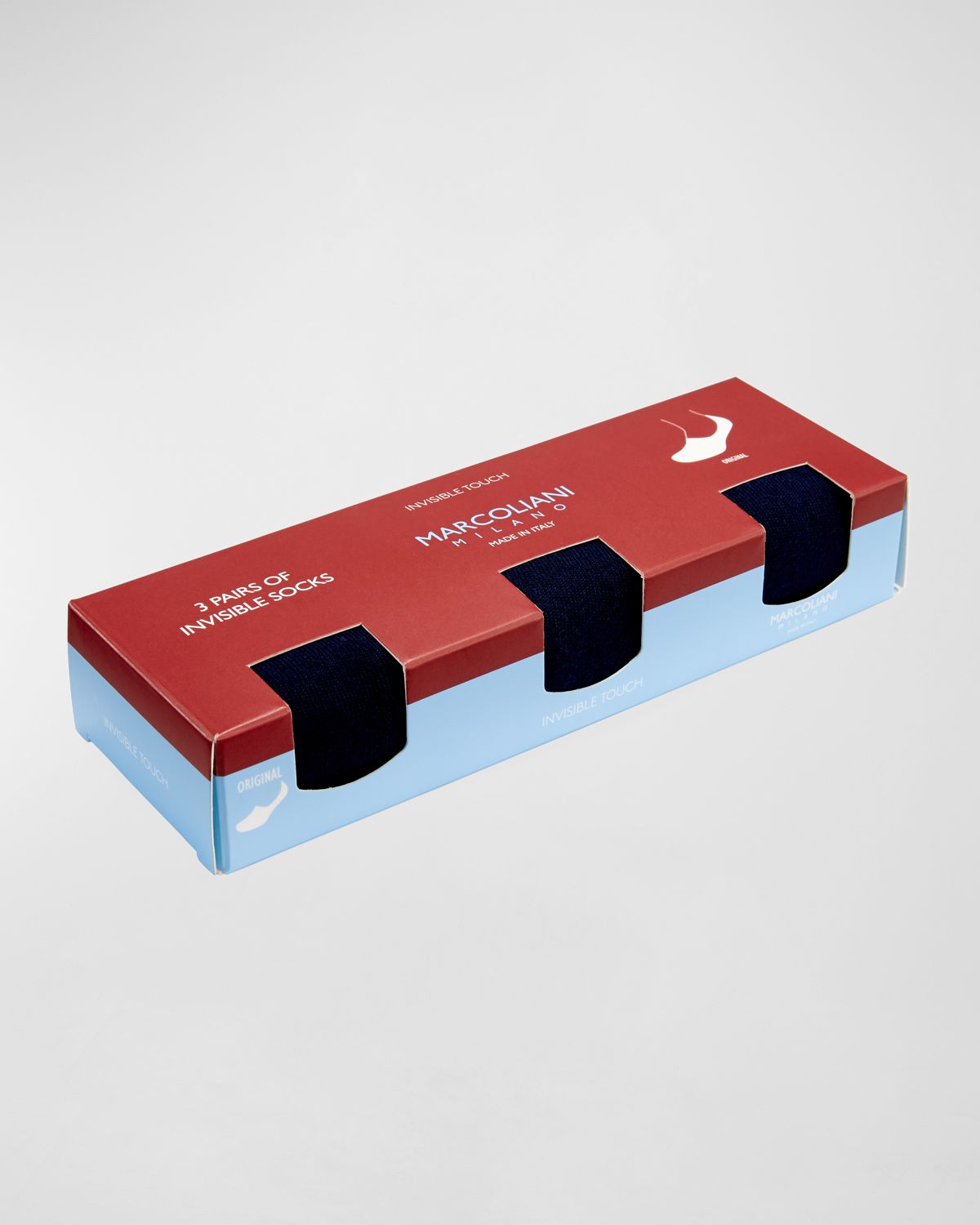 Marcoliani Men 's Invisible 3-Pack No-Show Cotton Socks