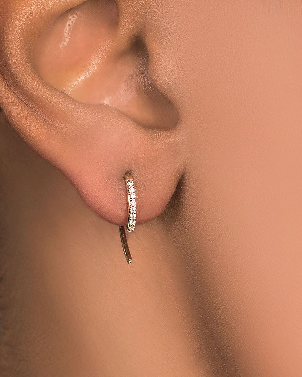 LANA 14K Gold Diamond Mini Hooked Earrings