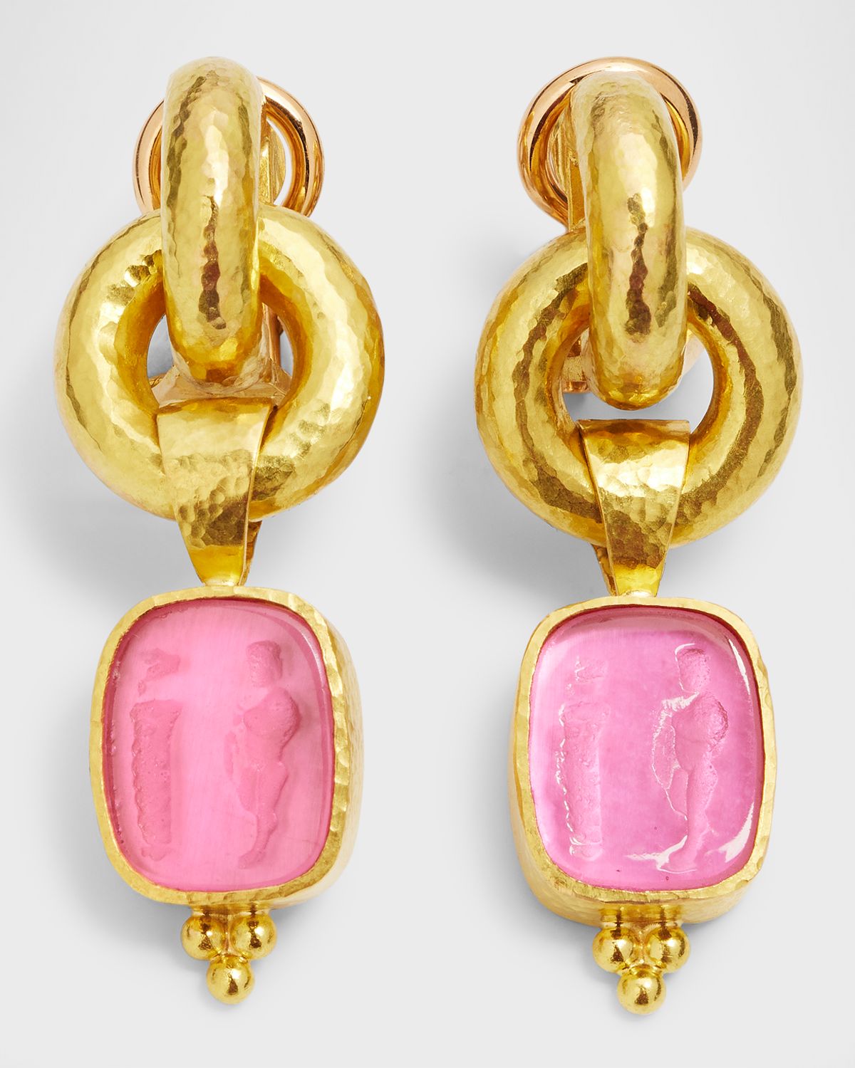 Elizabeth Locke Amber "God and Pillar" Cheerio Drop Earrings