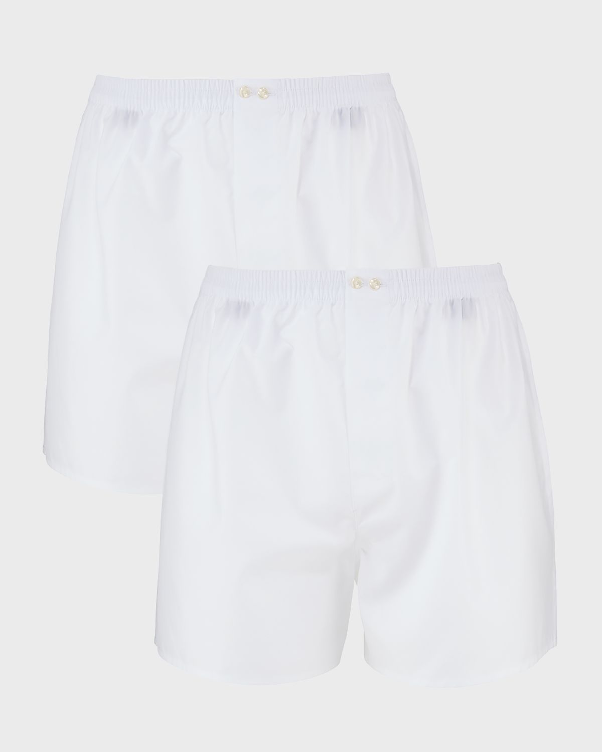 Neiman Marcus Men 's 2-Pack Tagless Cotton Boxers, White