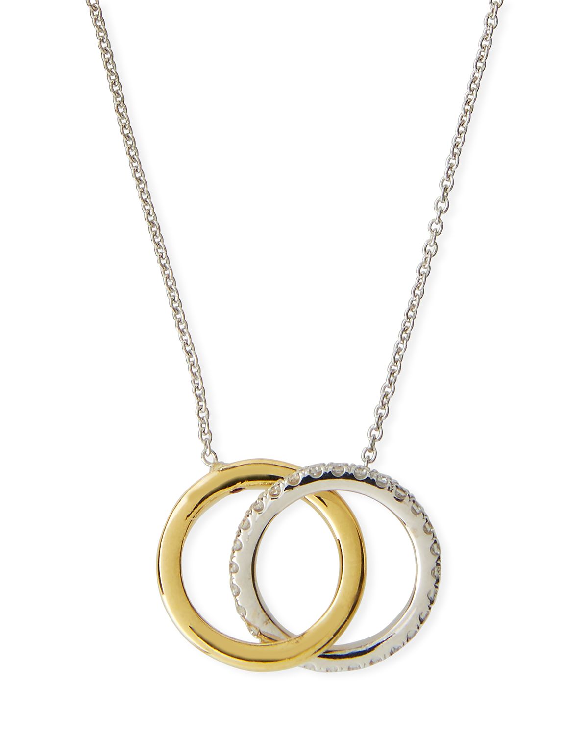 Roberto Coin 18k Two-Tone Diamond Double-Circle Pendant Necklace