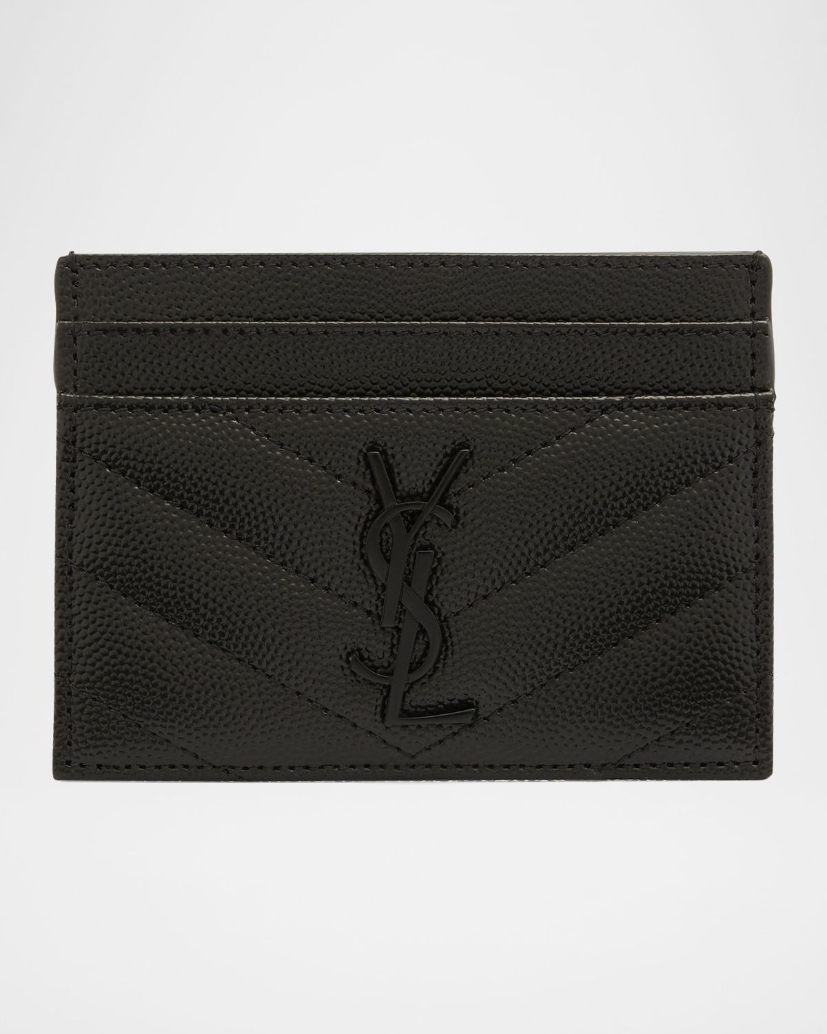 Saint Laurent YSL Monogram Card Case in Grained Leather
