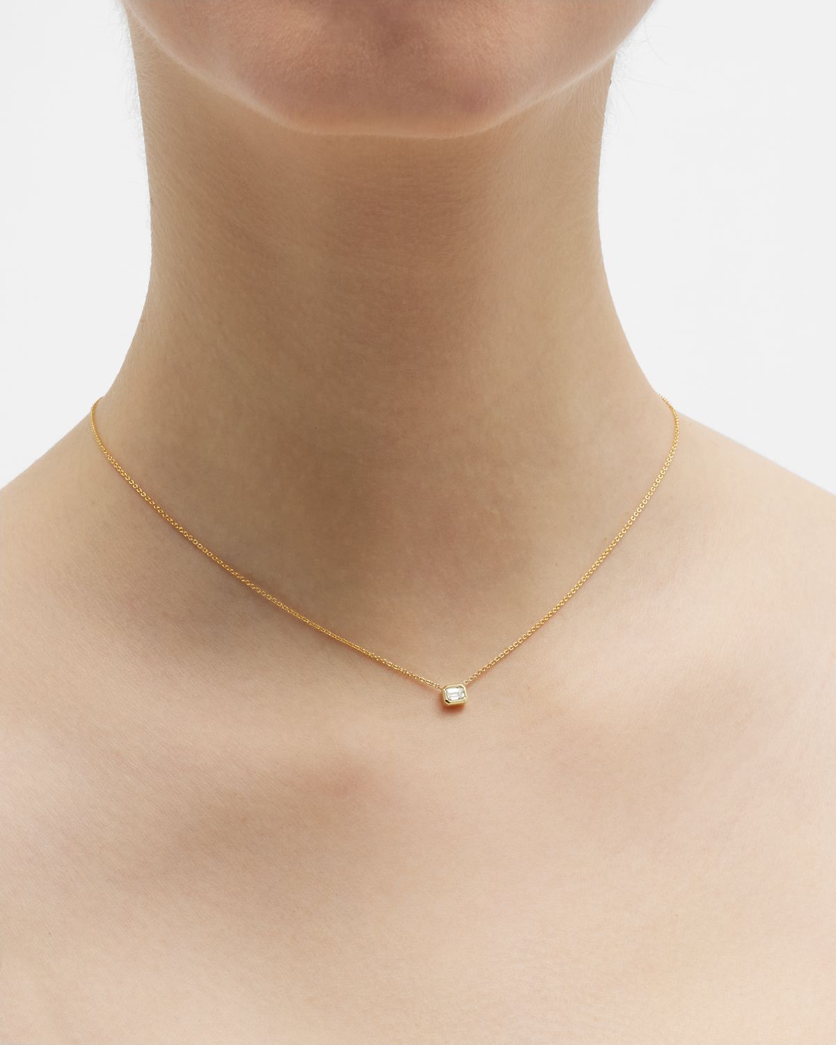 Roberto Coin 18k Emerald-Cut Diamond Solitaire Necklace