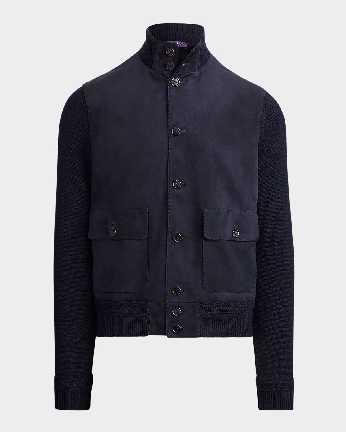 Ralph Lauren Purple Label Men 's Suede-Front Cashmere Cardigan