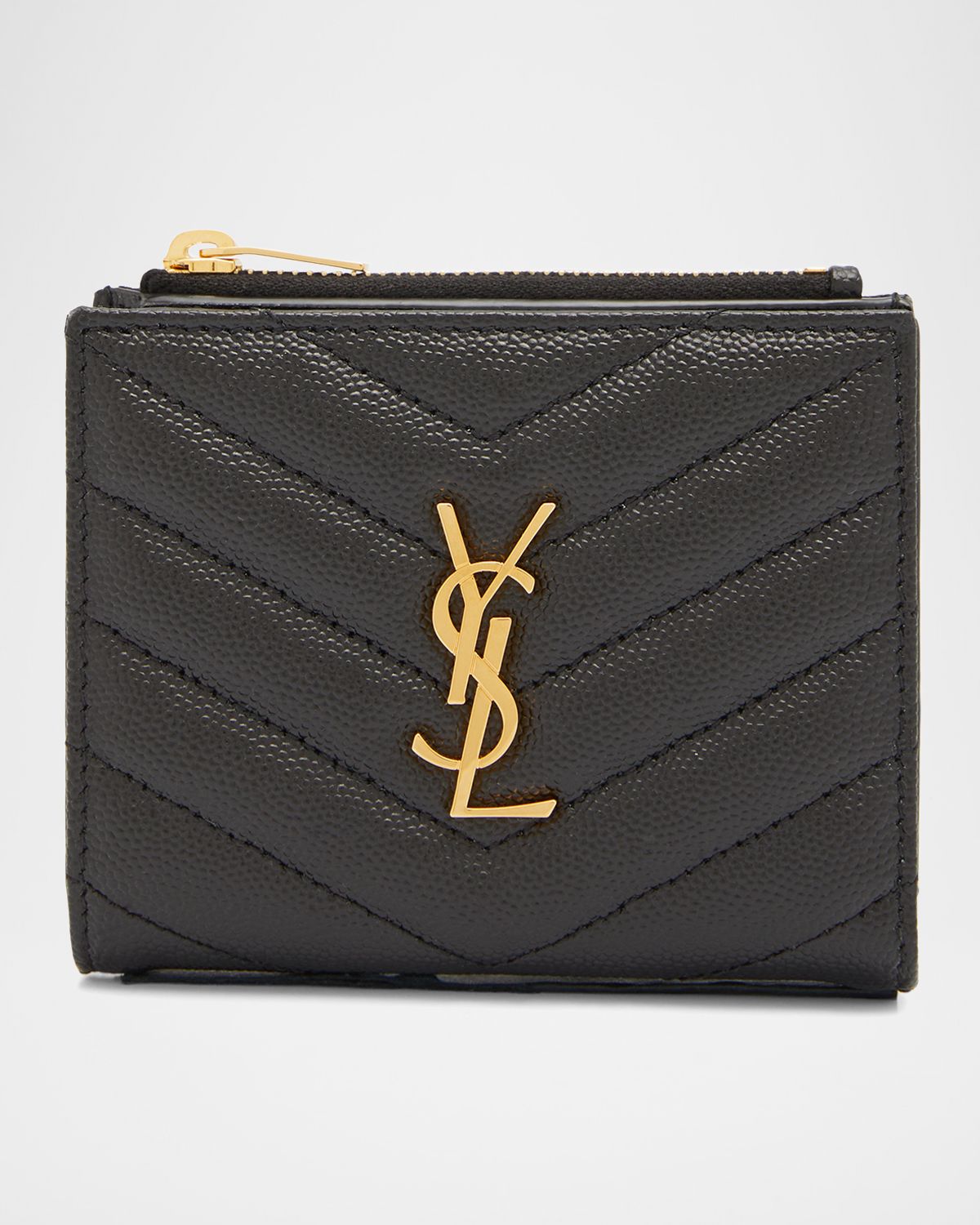 Saint Laurent YSL Monogram Small Ziptop Wallet in Grained Leather | Thumbnail 4