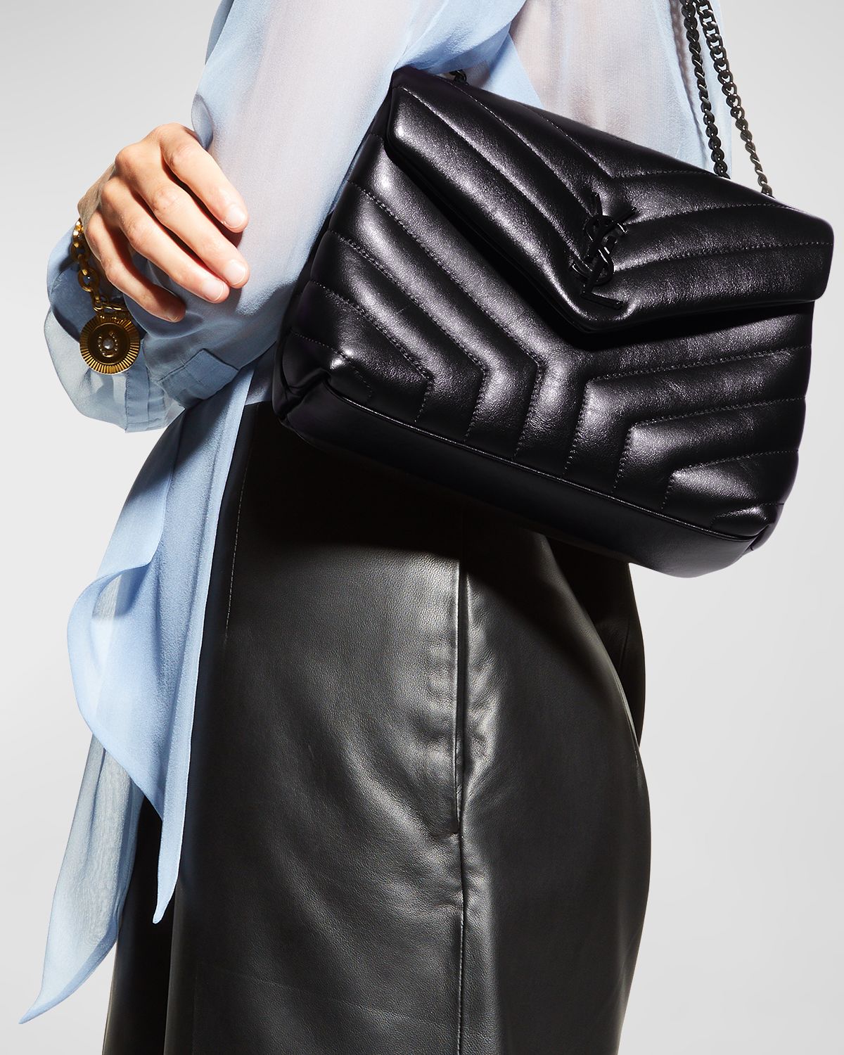 Saint Laurent Loulou Small YSL Shoulder Bag in Quilted Leather