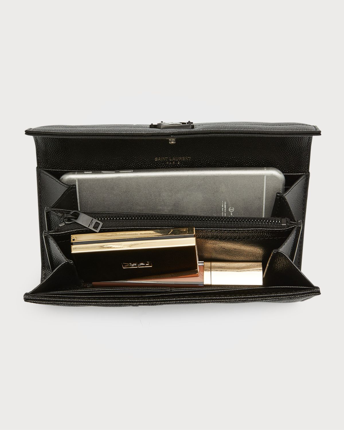 Saint Laurent YSL Monogram Large Flap Wallet in Grained Leather | Thumbnail 7
