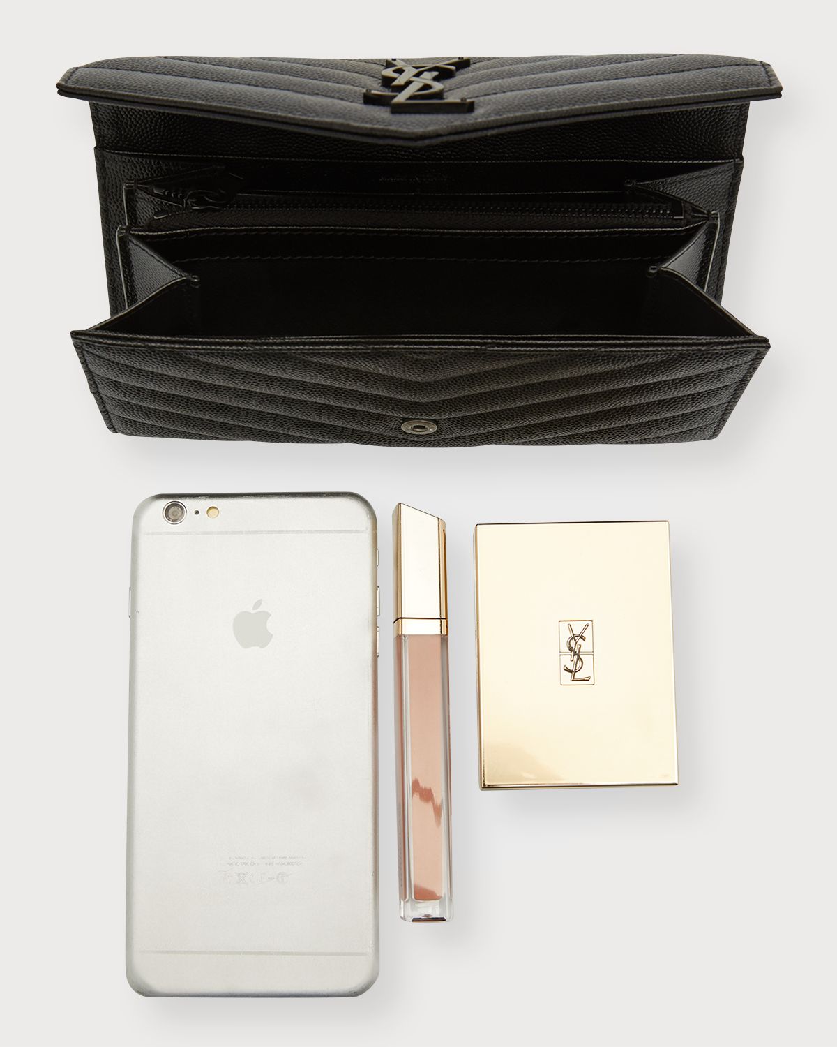 Saint Laurent YSL Monogram Large Flap Wallet in Grained Leather | Thumbnail 8