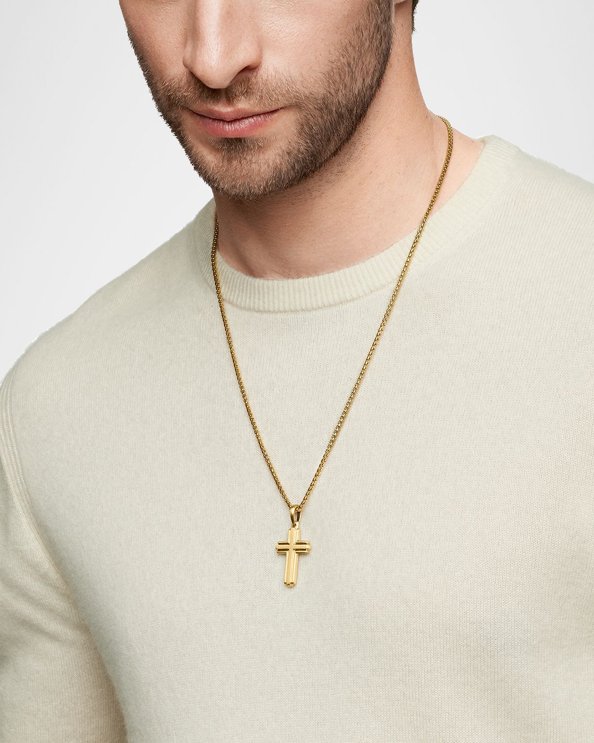David Yurman Men 's Deco Cross Pendant in 18K Gold, 34mm