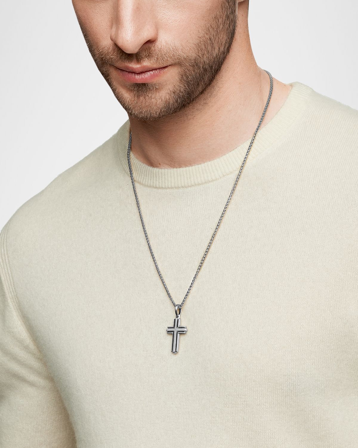 David Yurman Men 's Deco Cross Pendant in Silver, 34mm