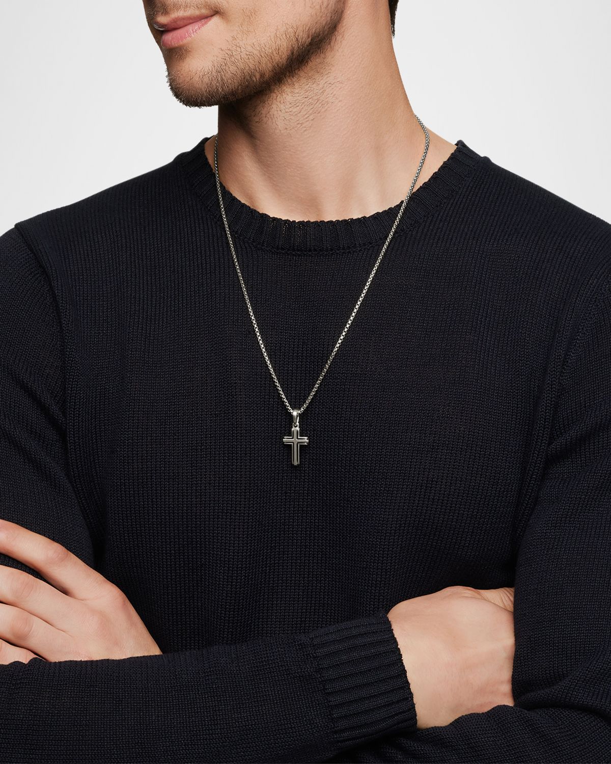 David Yurman Men 's Deco Cross Pendant in Silver, 27mm