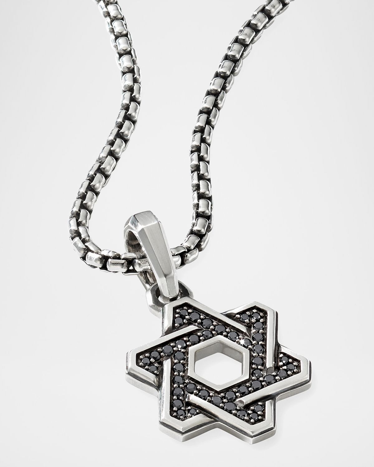 David Yurman Men 's Deco Star of David Pendant with Diamonds in Silver, 24mm