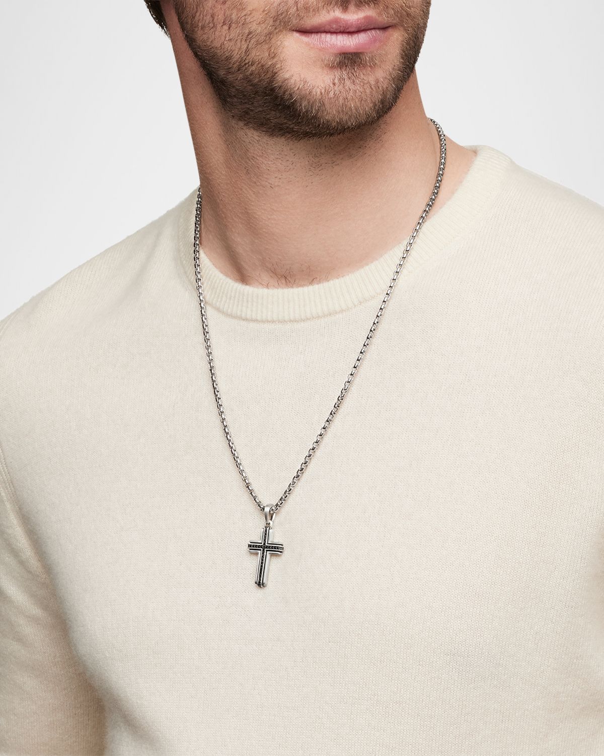 David Yurman Men 's Deco Cross Pendant in Silver, 34mm
