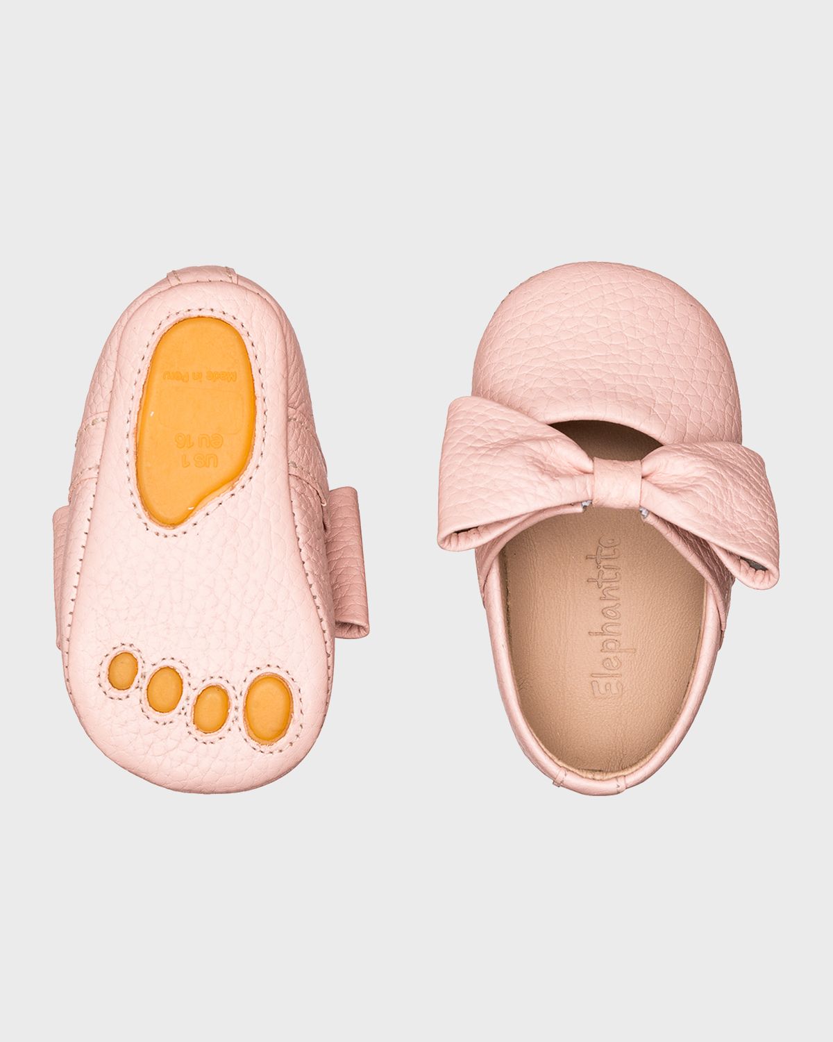 Elephantito Girl 's Leather Ballet Flat w/ Bow, Baby