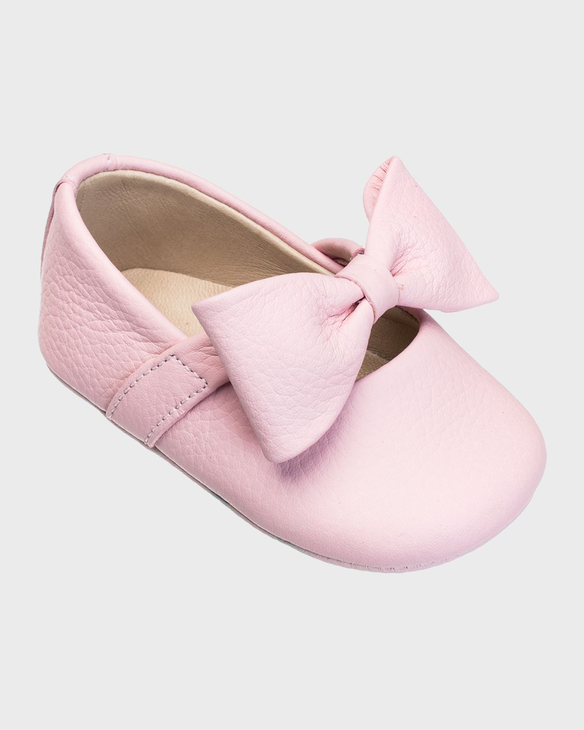 Elephantito Girl 's Leather Ballet Flat w/ Bow, Baby | Thumbnail 3 Elephantito Girl 's Leather Ballet Flat w/ Bow, Baby | Thumbnail 3
