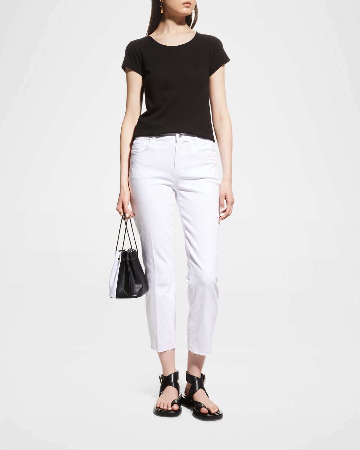 L 'Agence Sada Slim Straight-Leg Cropped Jeans