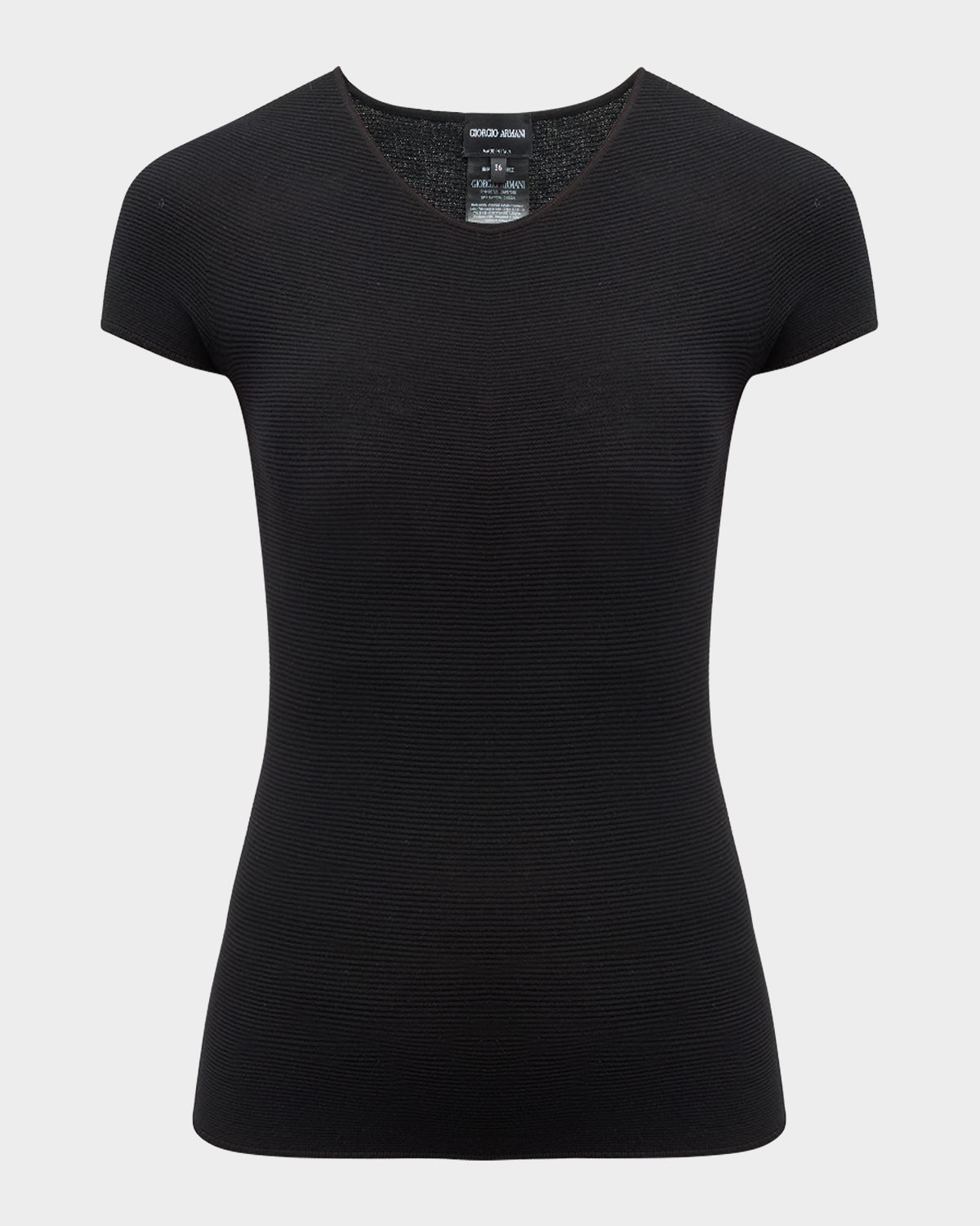 Giorgio Armani Scoop-Neck Short-Sleeve Tee, Black