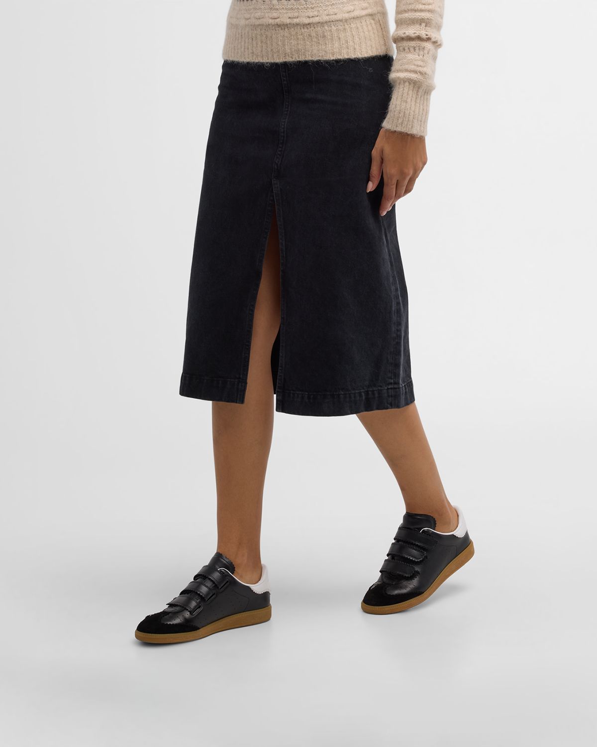 Isabel Marant Beth Perforated Leather Grip-Strap Sneakers