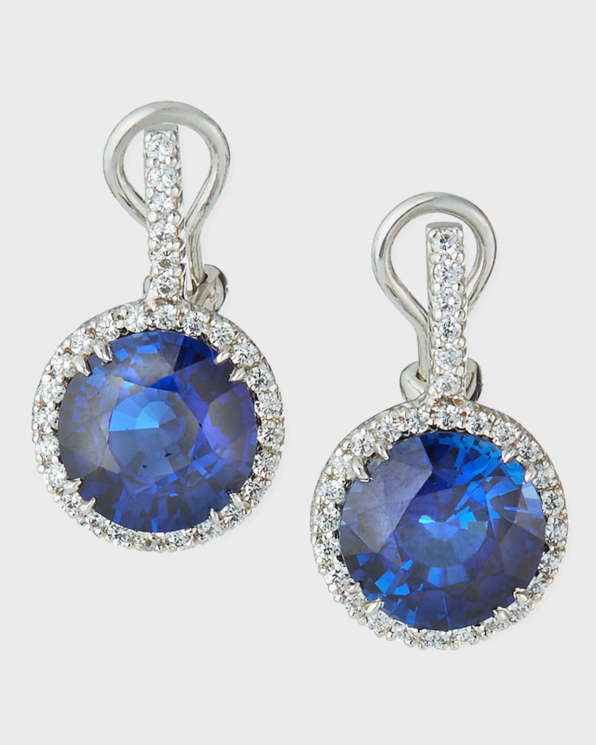 Fantasia by DeSerio Pave-Set Lab Grown Sapphire Drop Earrings