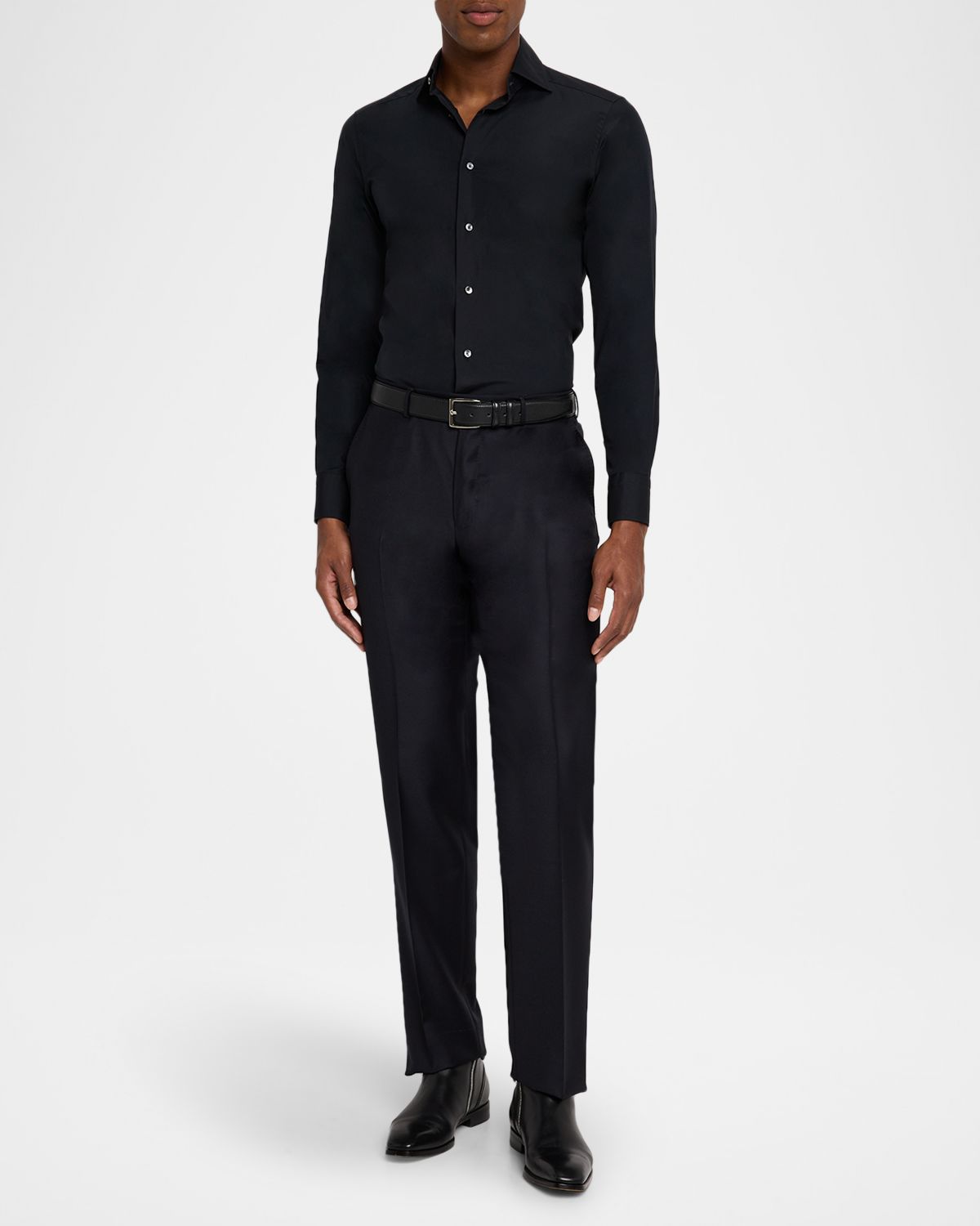 ZEGNA Men 's Trofeo Wool Flat-Front Trousers