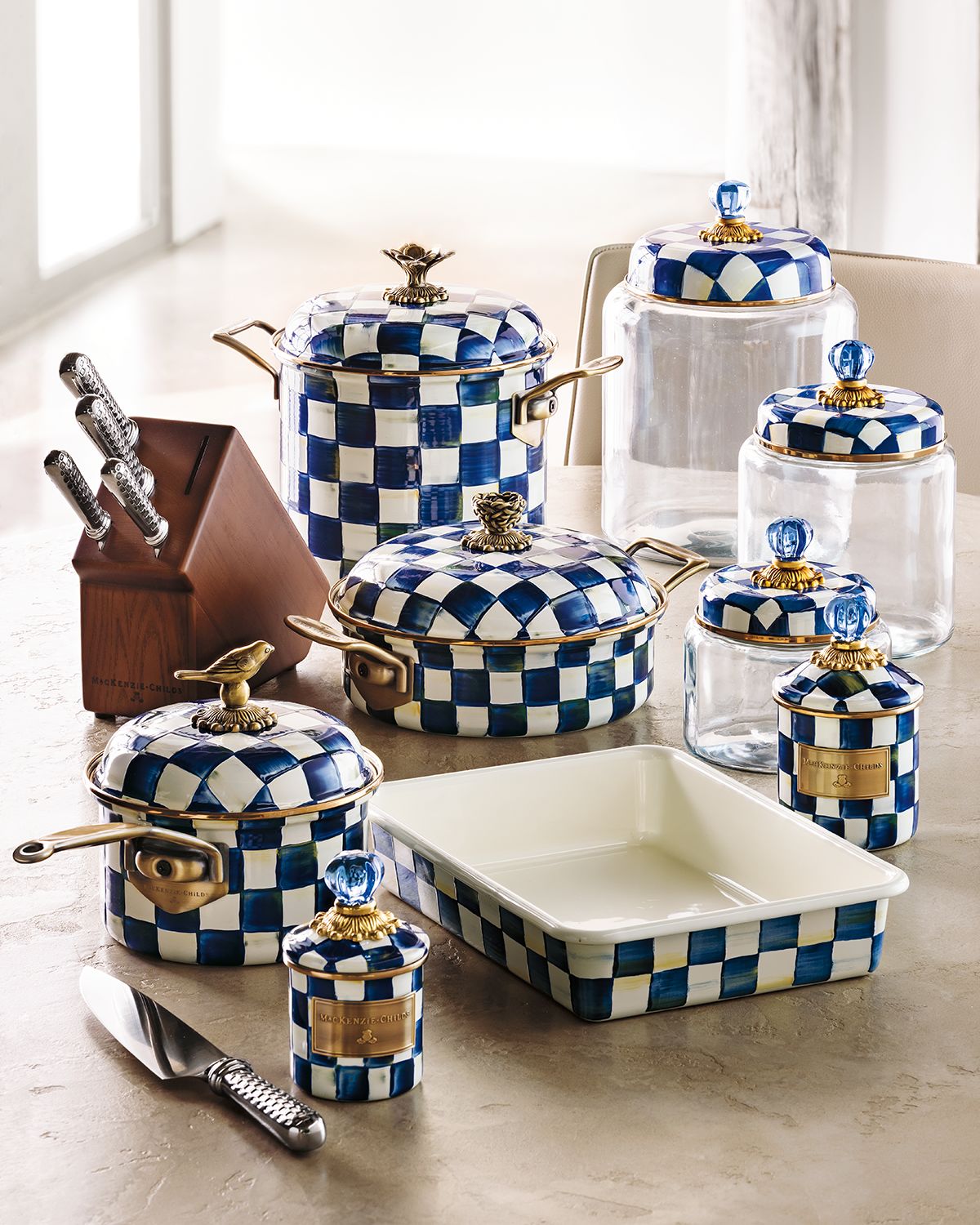 MacKenzie-Childs Royal Check Enamel Canister