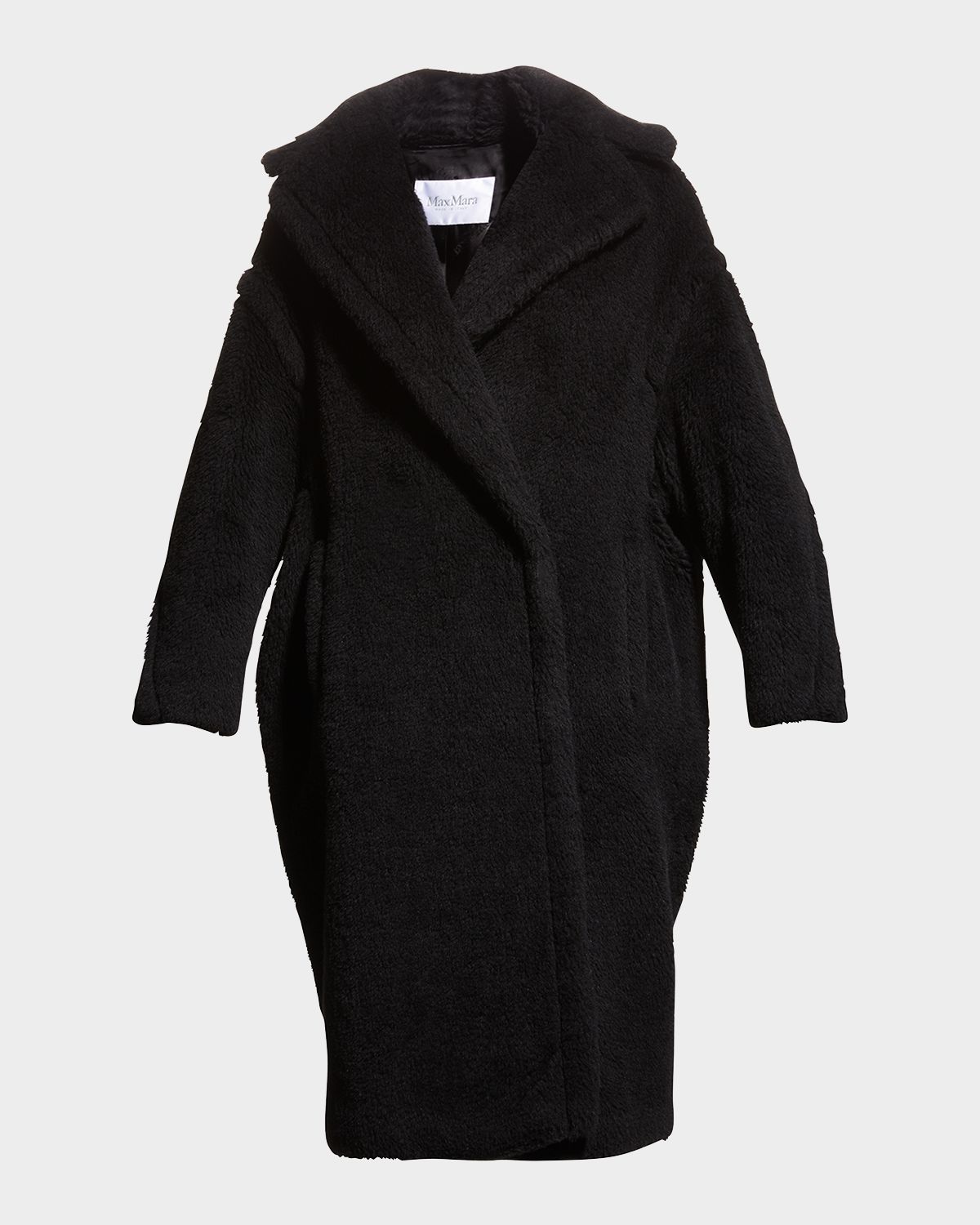 Max Mara Alpaca-Silk Teddy Knit Coat, Black