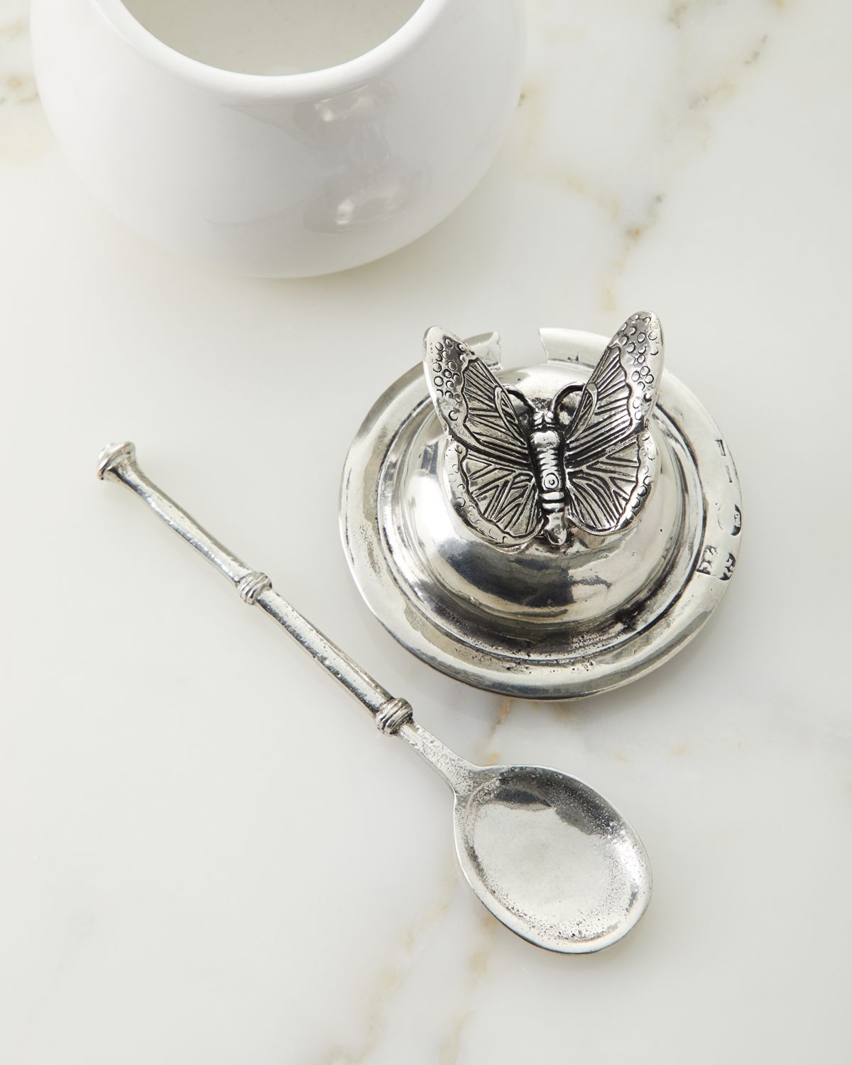 Neiman Marcus Ceramic Pewter Honey Holder