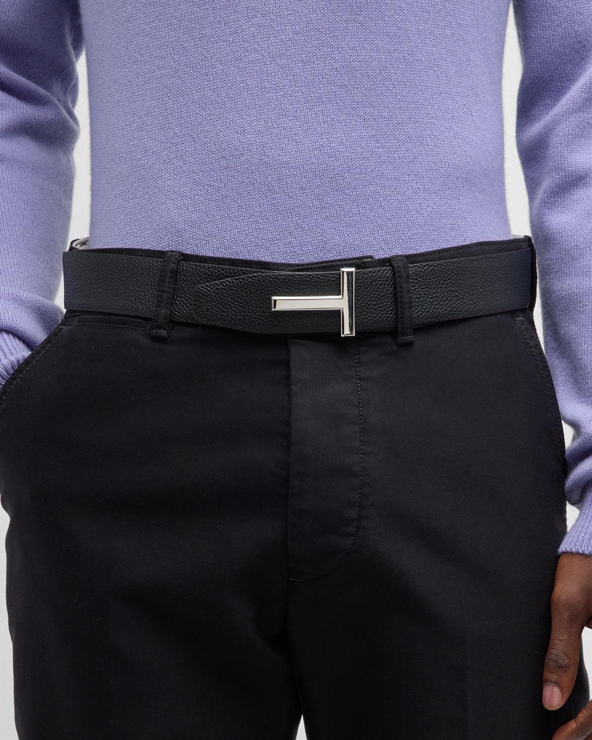 TOM FORD Men's Signature T Reversible Leather Belt