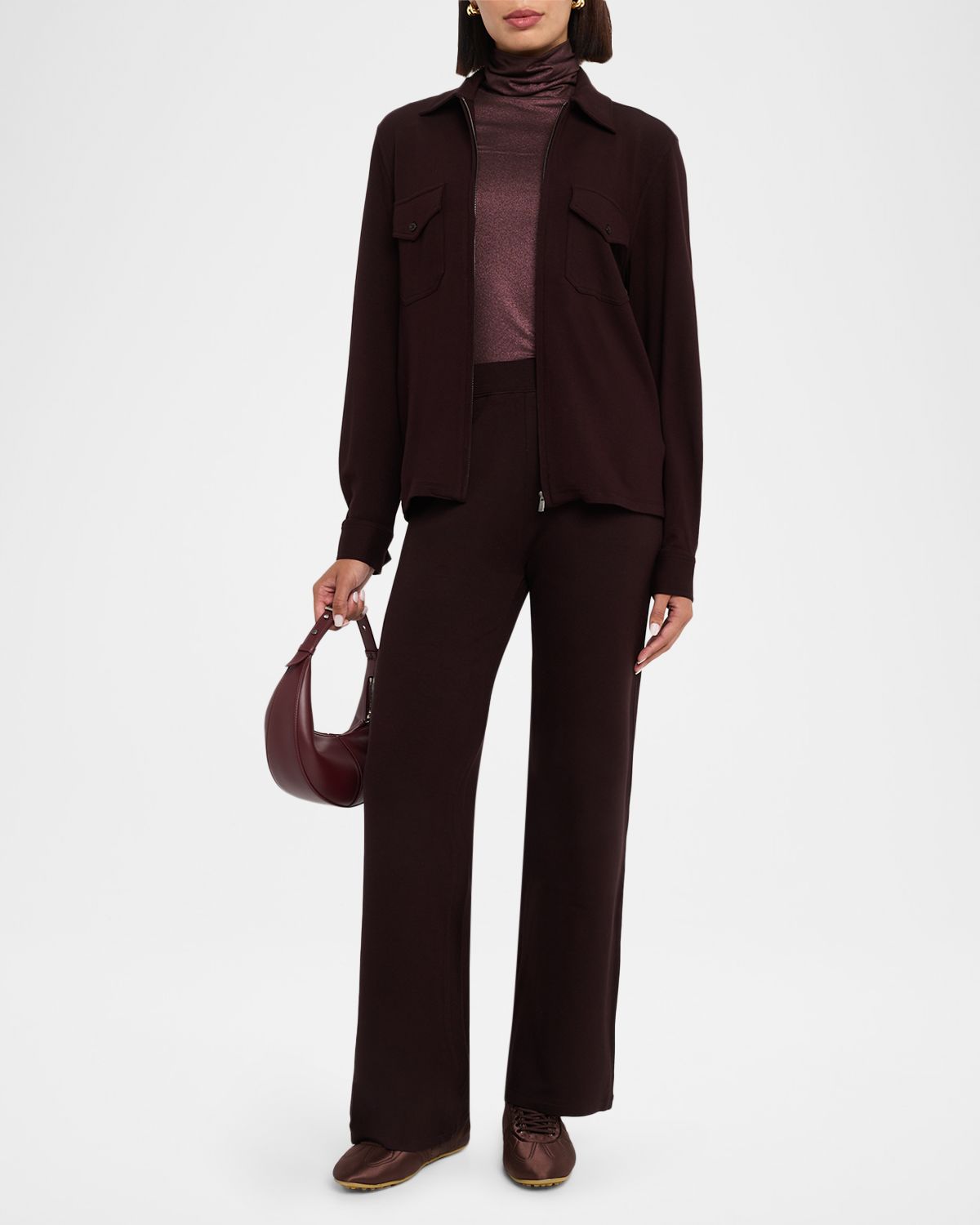 Majestic Filatures Metallic Long-Sleeve Turtleneck Top