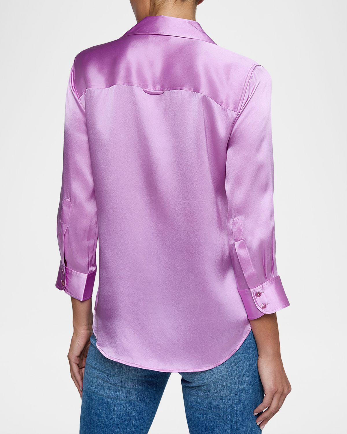 L 'Agence Dani Silk Satin 3/4-Sleeve Button-Down Blouse | Thumbnail 3