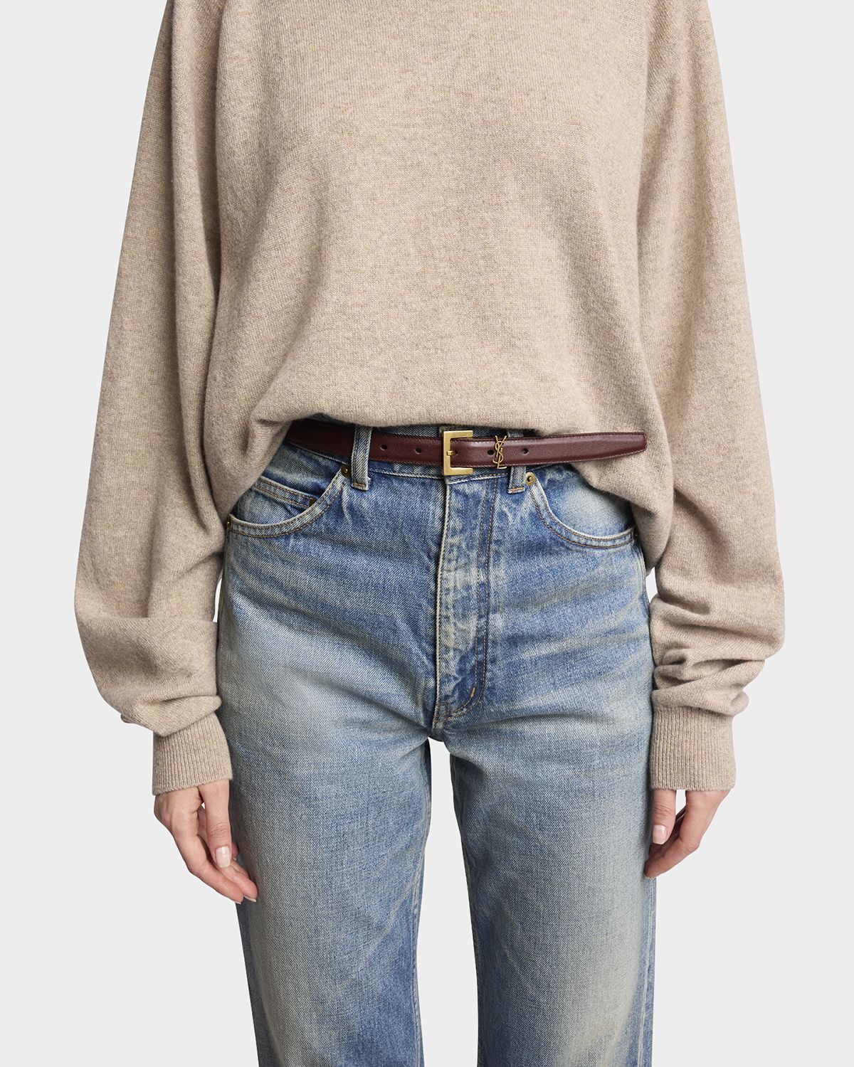 Saint Laurent YSL Monogram Leather Belt