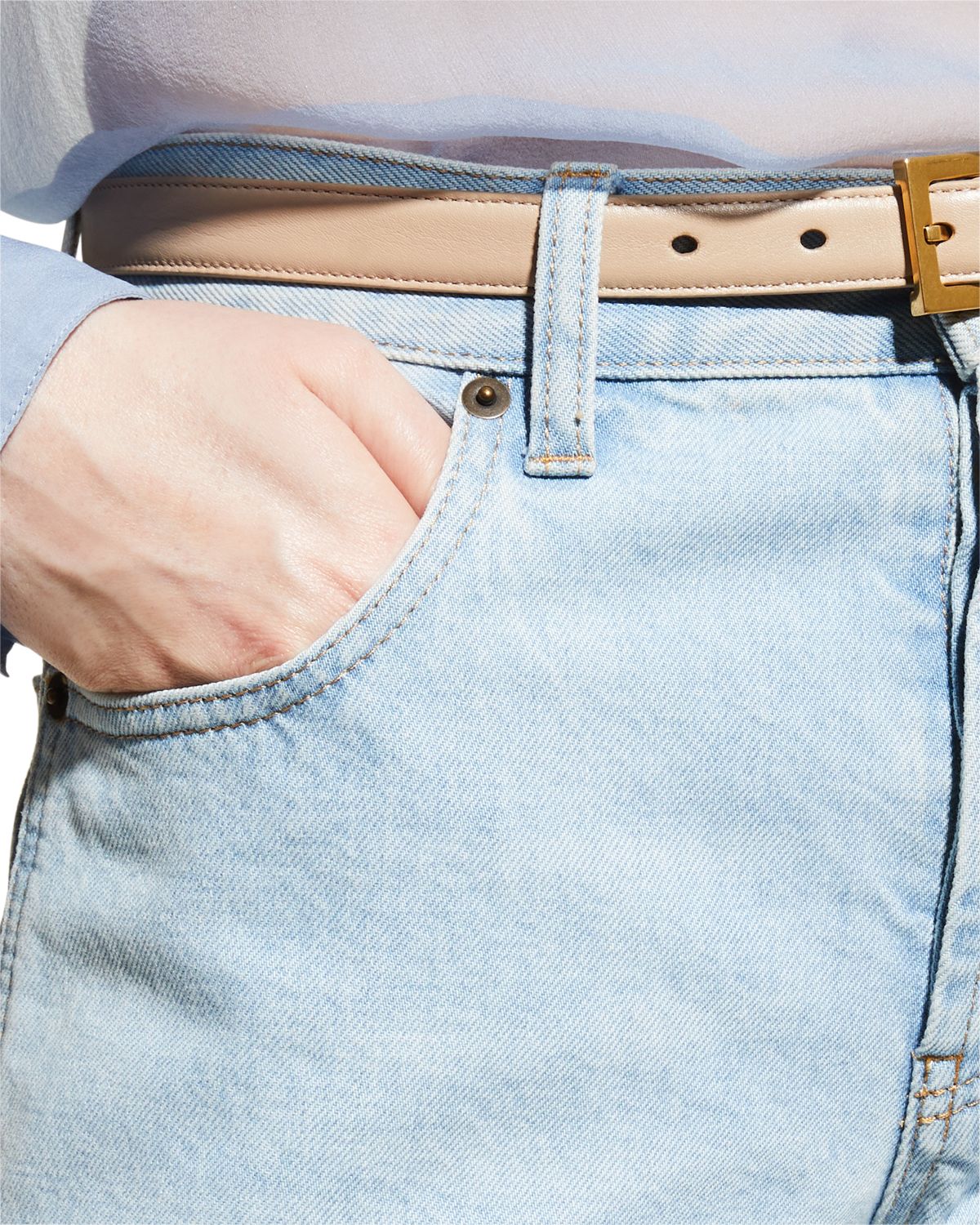 Saint Laurent YSL Monogram Leather Belt