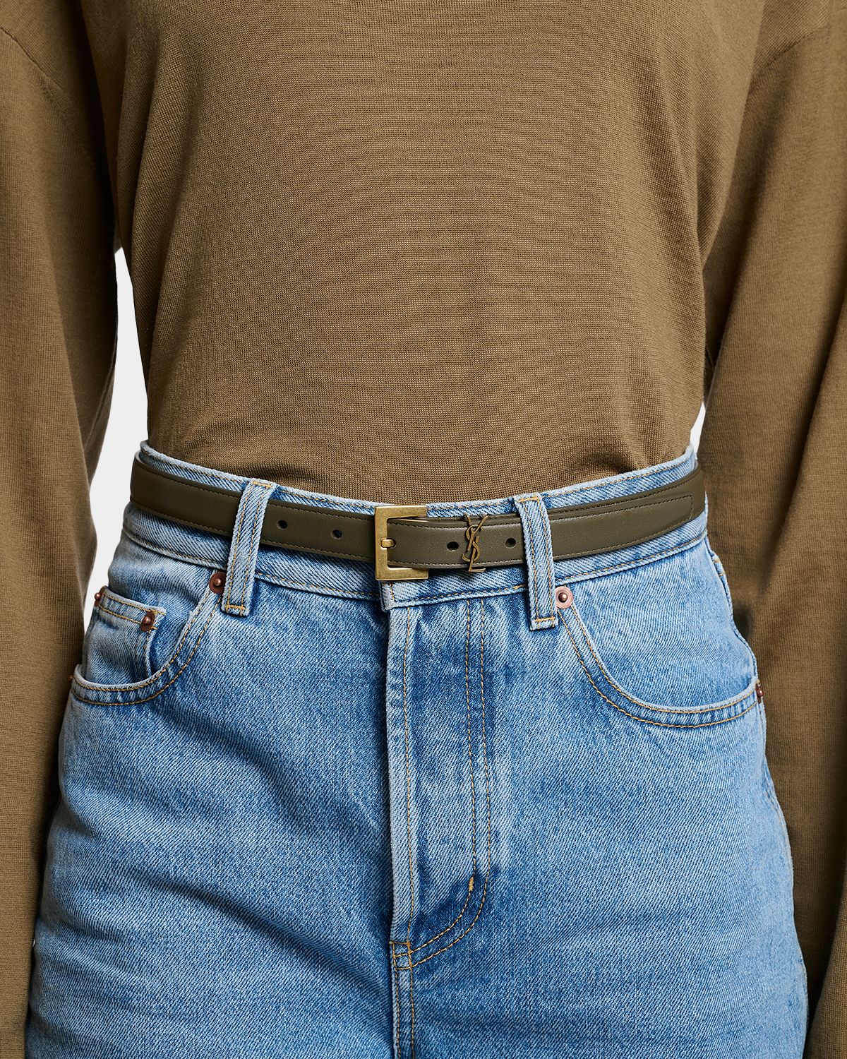 Saint Laurent YSL Monogram Leather Belt | Thumbnail 3