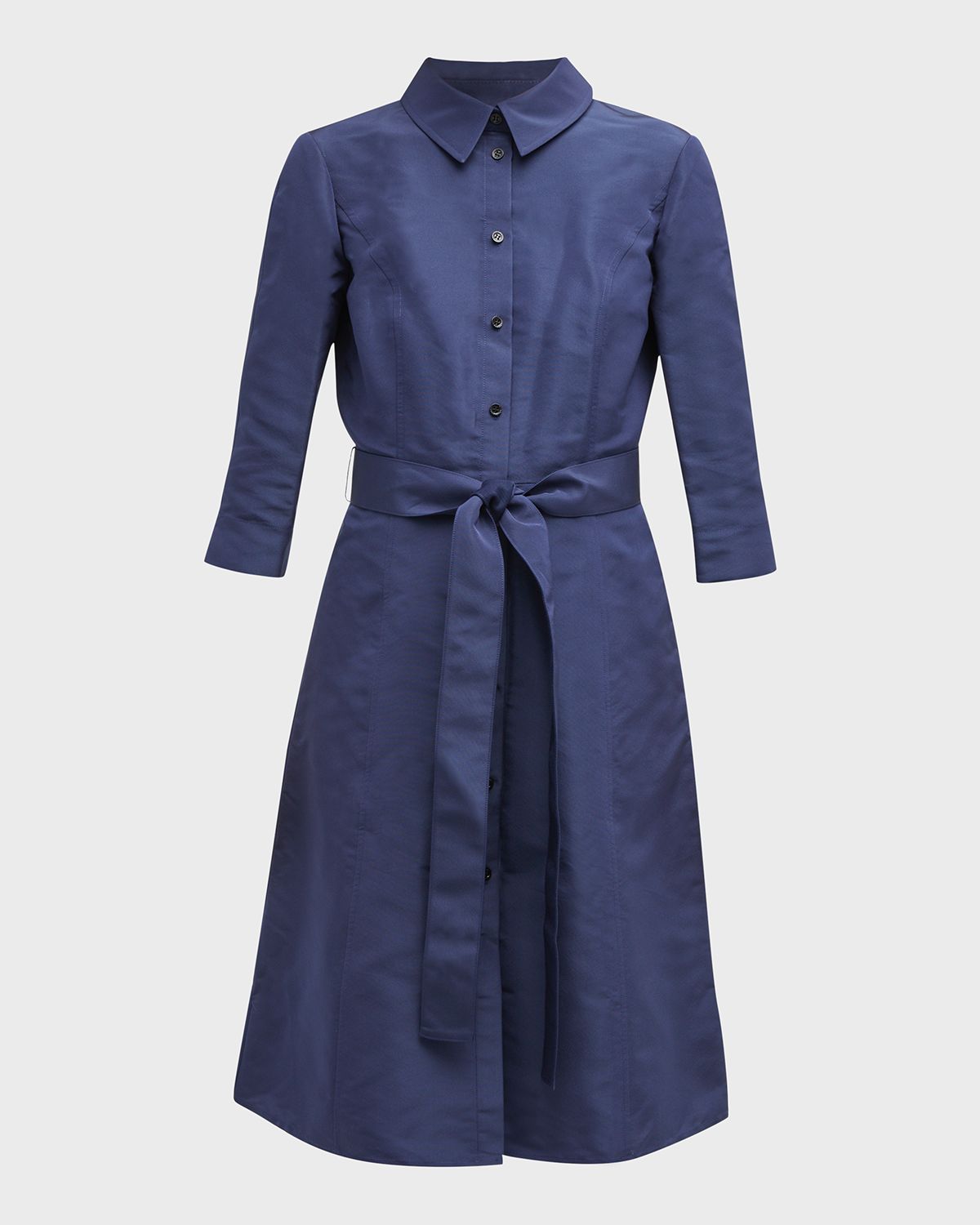 Carolina Herrera Faille 3/4-Sleeve Shirtdress