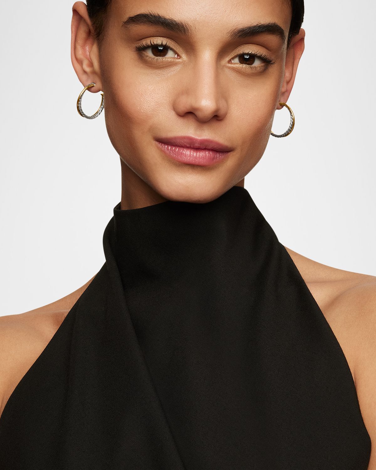 David Yurman Crossover Hoop Earrings with 18K Gold in Silver, 5mm, 1"L