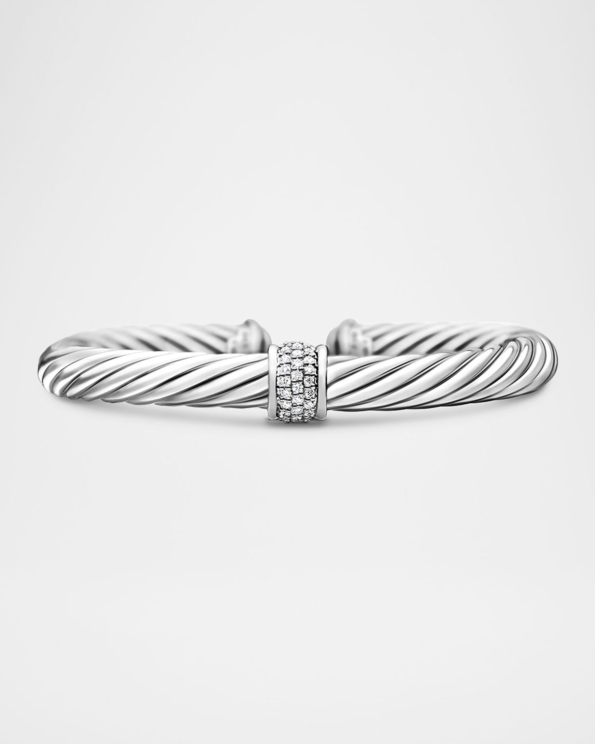 David Yurman Classic Cable Station Bracelet in Silver with Diamonds