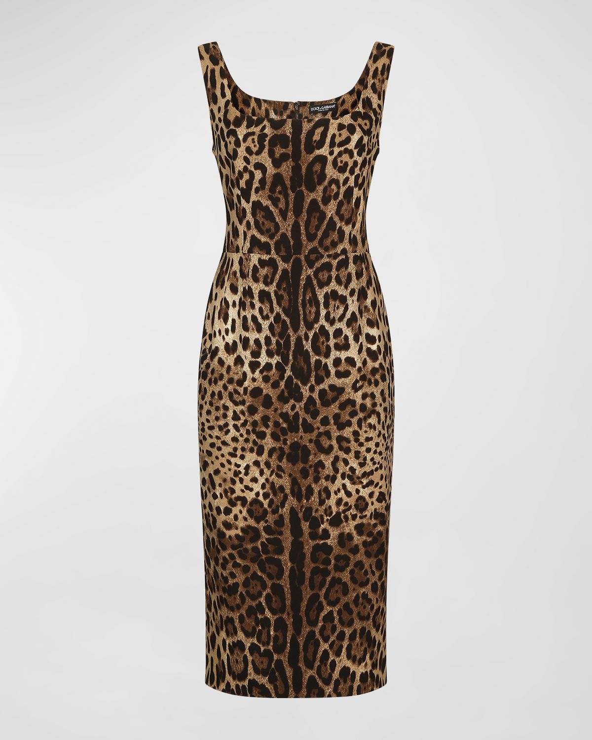 Dolce & Gabbana Leopard-Print Charmeuse Sheath Dress