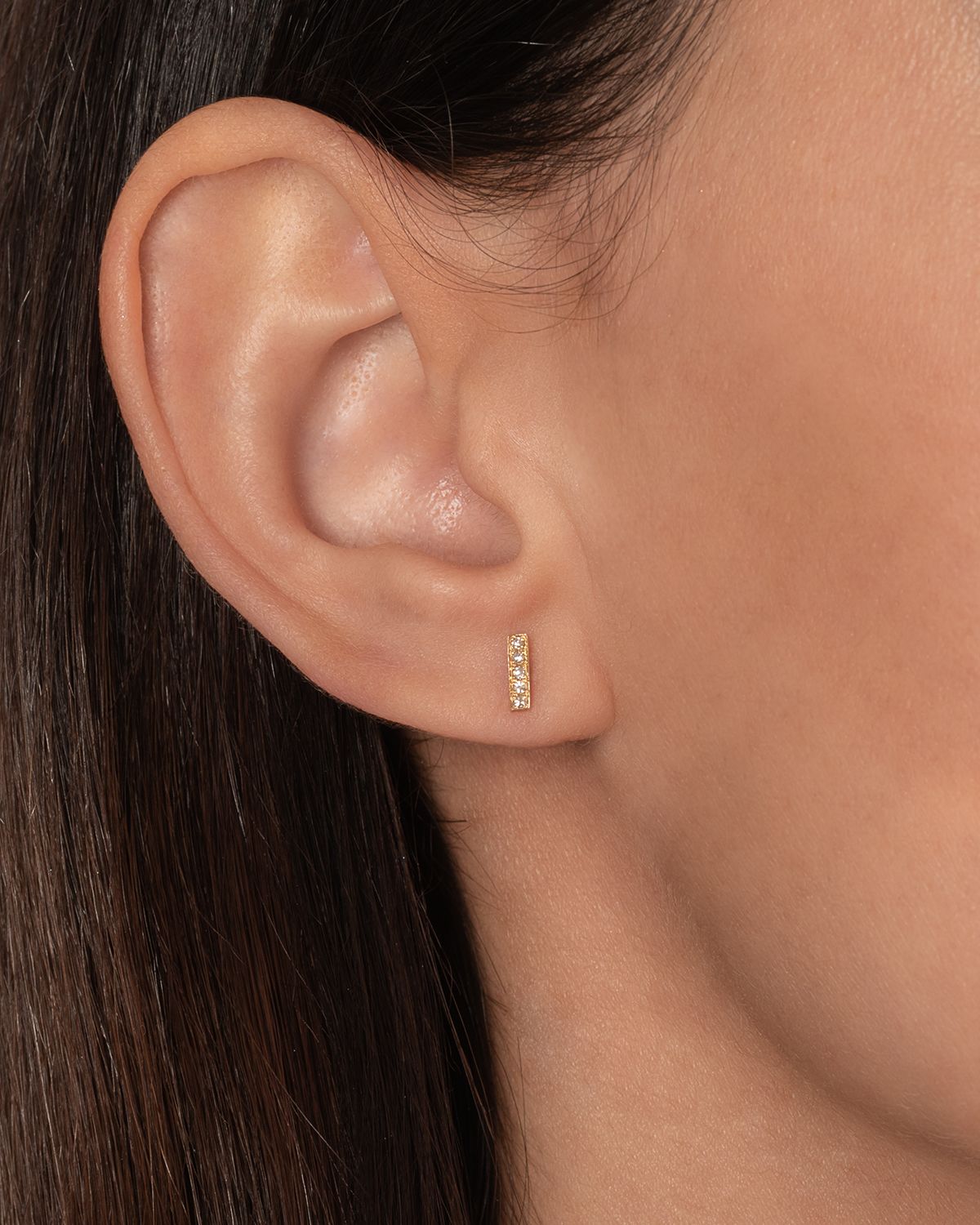 Zoe Lev Jewelry 14k Gold Diamond 0.06ct Bar Stud Earrings