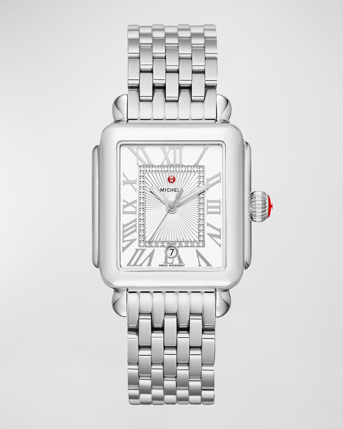 MICHELE Deco Madison Diamond-Dial Watch, Silver